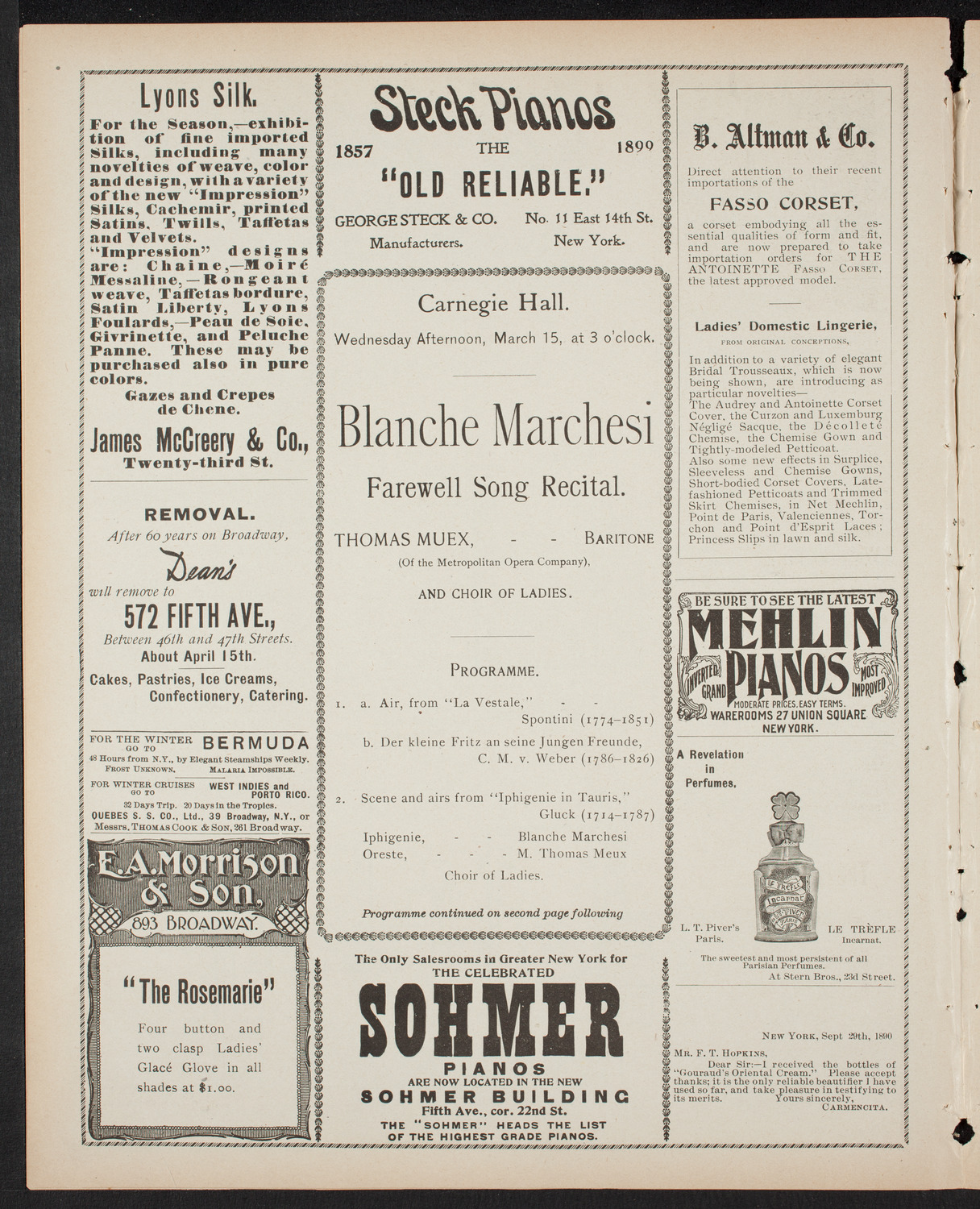 Blanche Marchesi, Soprano, March 15, 1899, program page 4