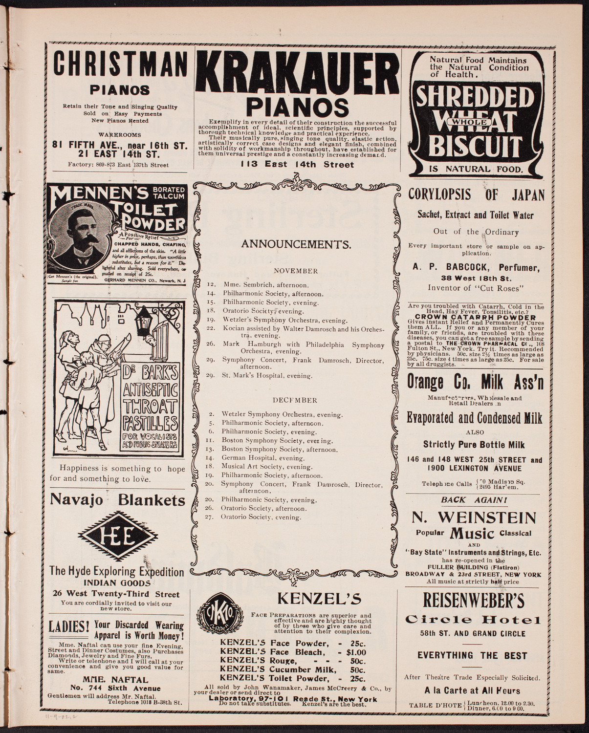 Benefit: St. Malachy's Roman Catholic Church, November 9, 1902, program page 3