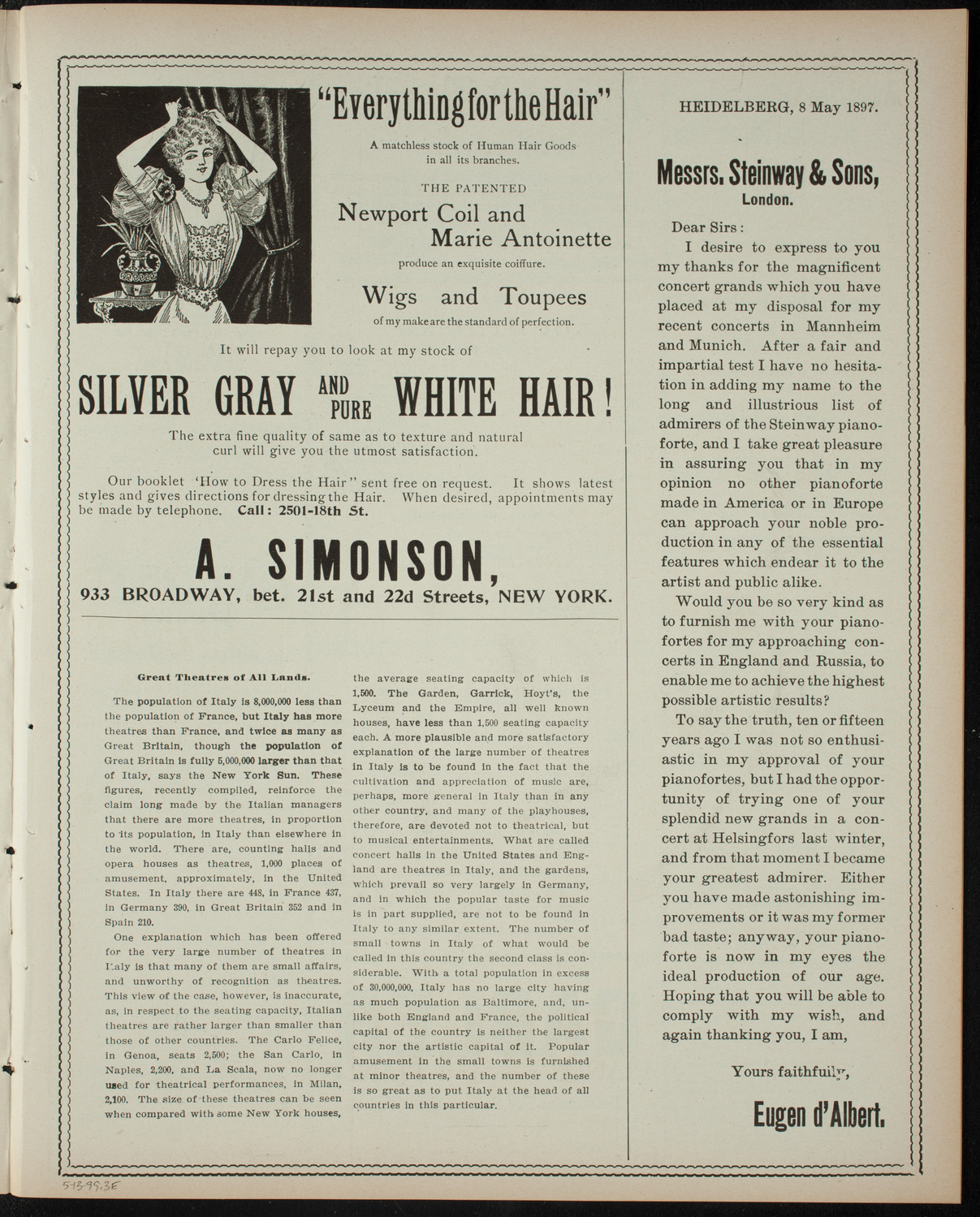 Hamilton Institute Dramatic Club, May 13, 1899, program page 5