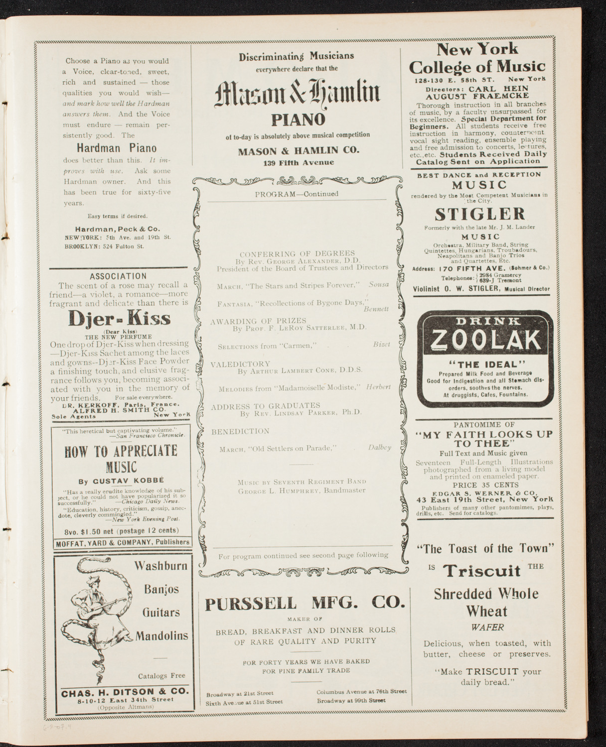 Graduation: New York College of Dentistry, June 3, 1907, program page 7