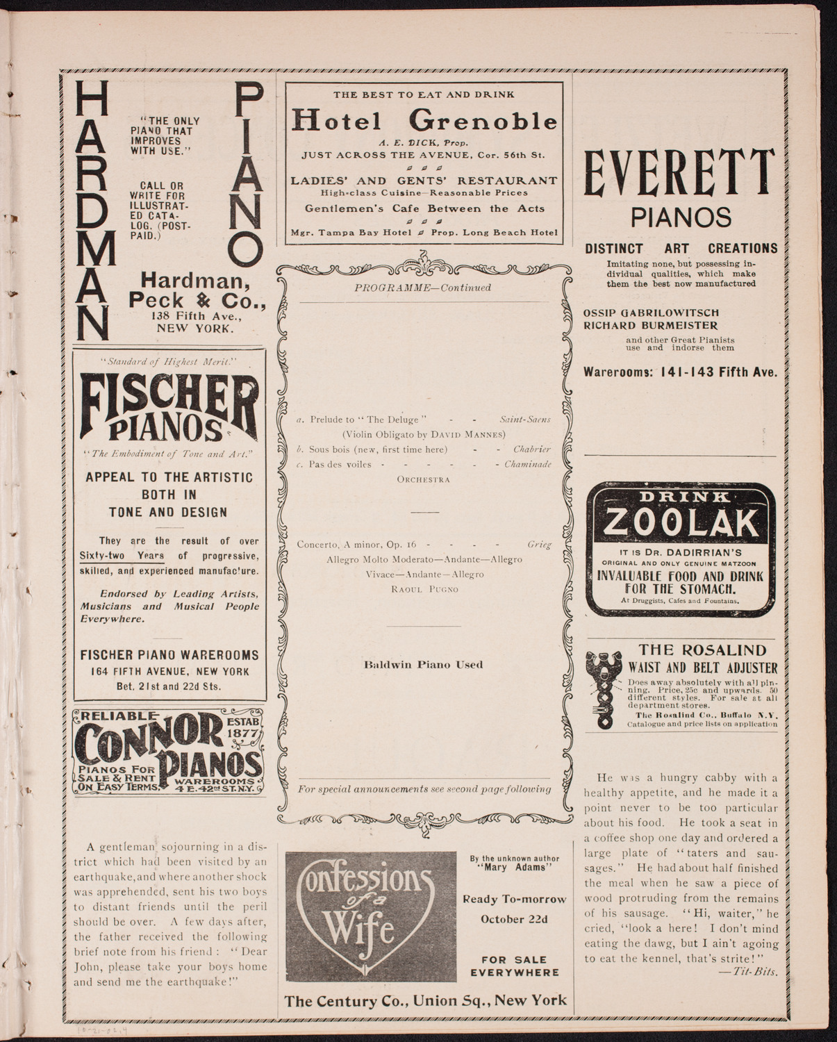 Raoul Pugno with Symphony Orchestra, October 21, 1902, program page 7