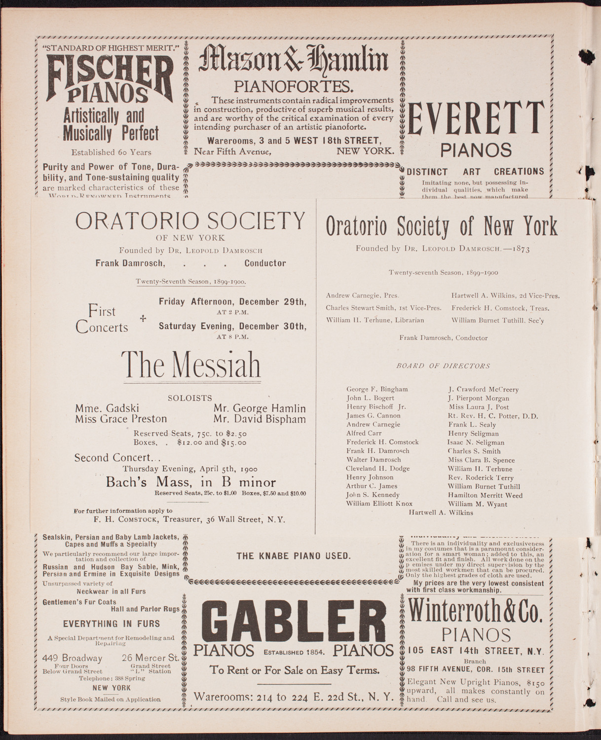 New York Philharmonic, November 17, 1899, program page 8