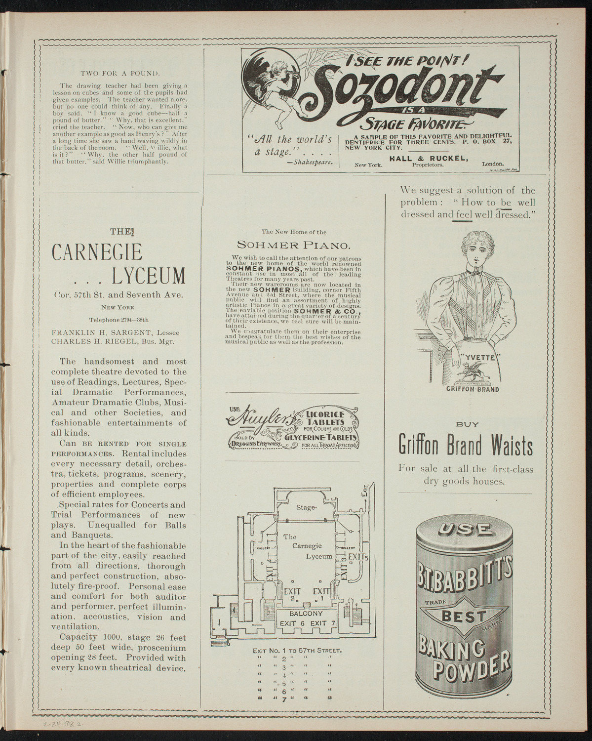 Columbia College Musical Society, February 24, 1898, program page 3