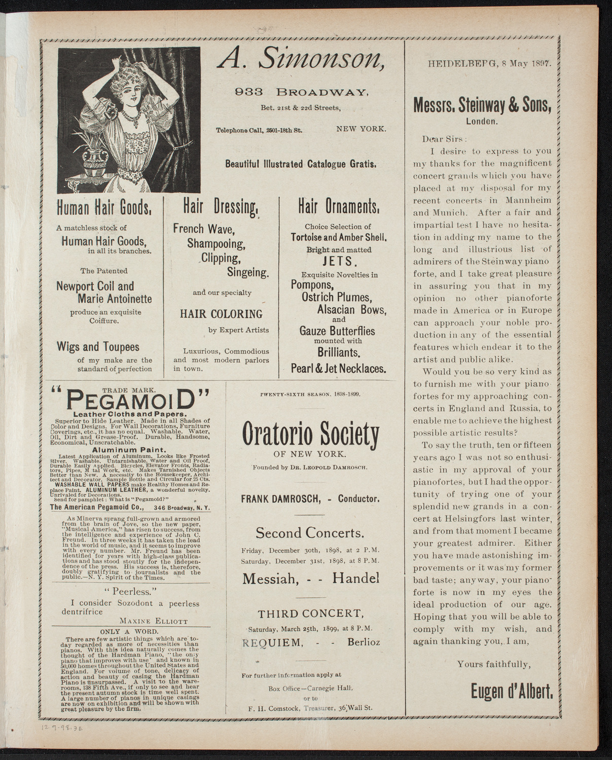 New York Banks' Glee Club, December 9, 1898, program page 5