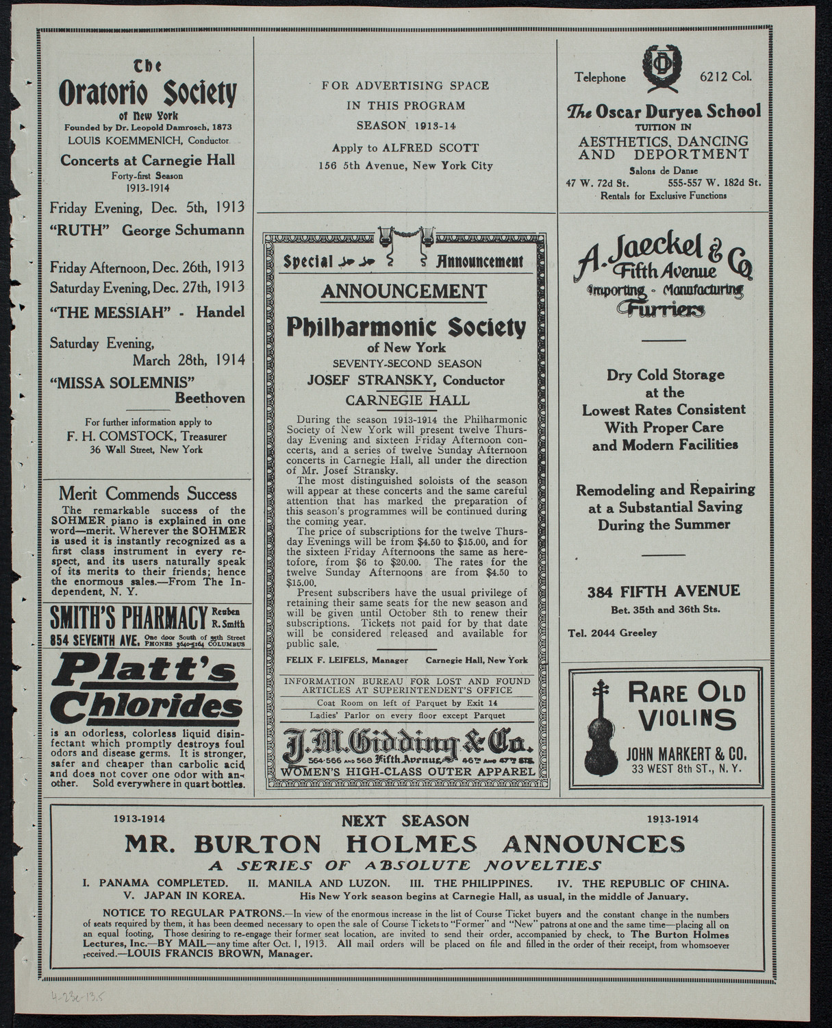 Russian Symphony Society of New York, April 23, 1913, program page 9