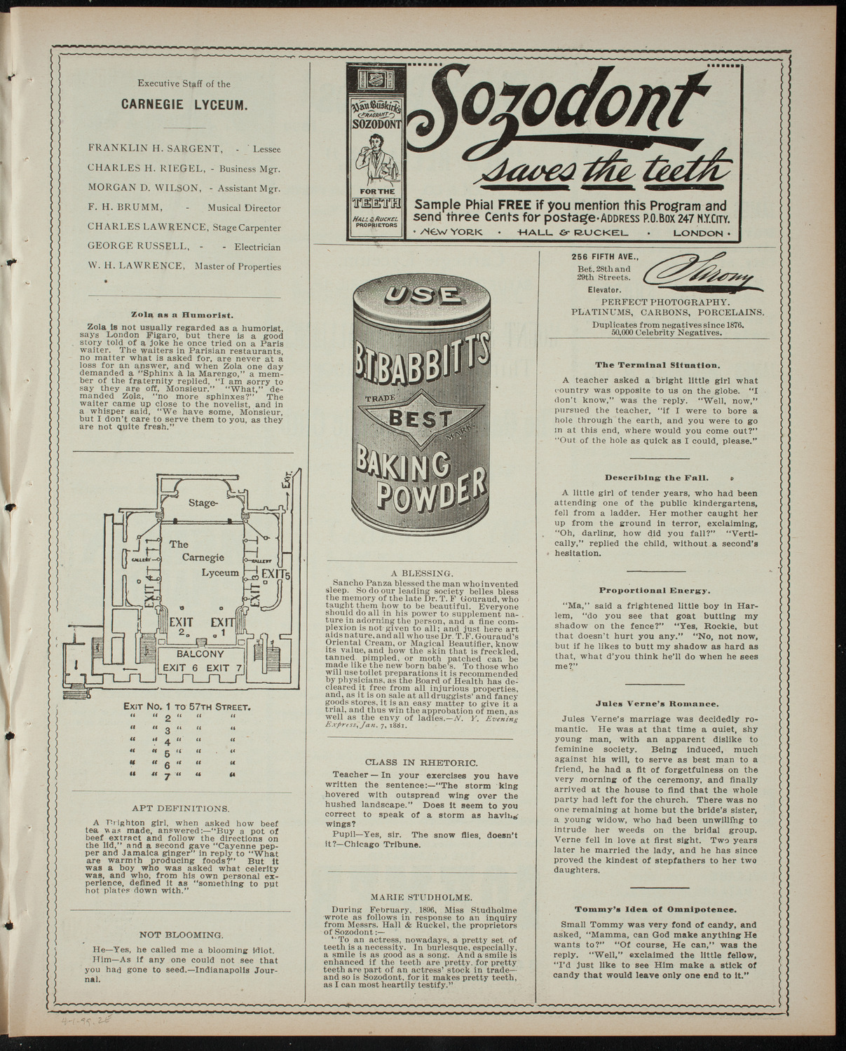 Garrick Dramatic Club, April 1, 1899, program page 3