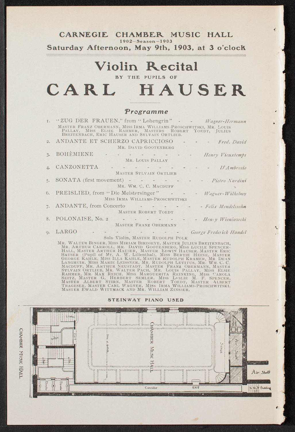Pupils of Carl Hauser, May 9, 1903, program page 2