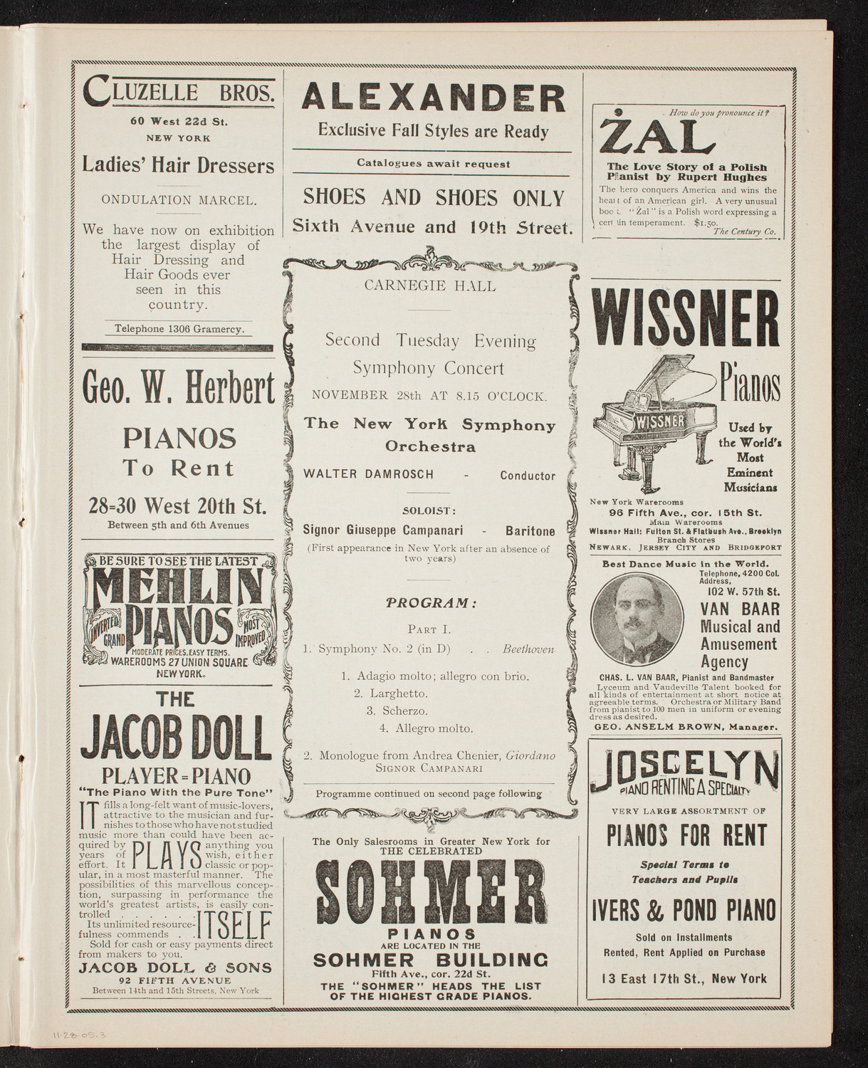 New York Symphony Orchestra, November 28, 1905, program page 5