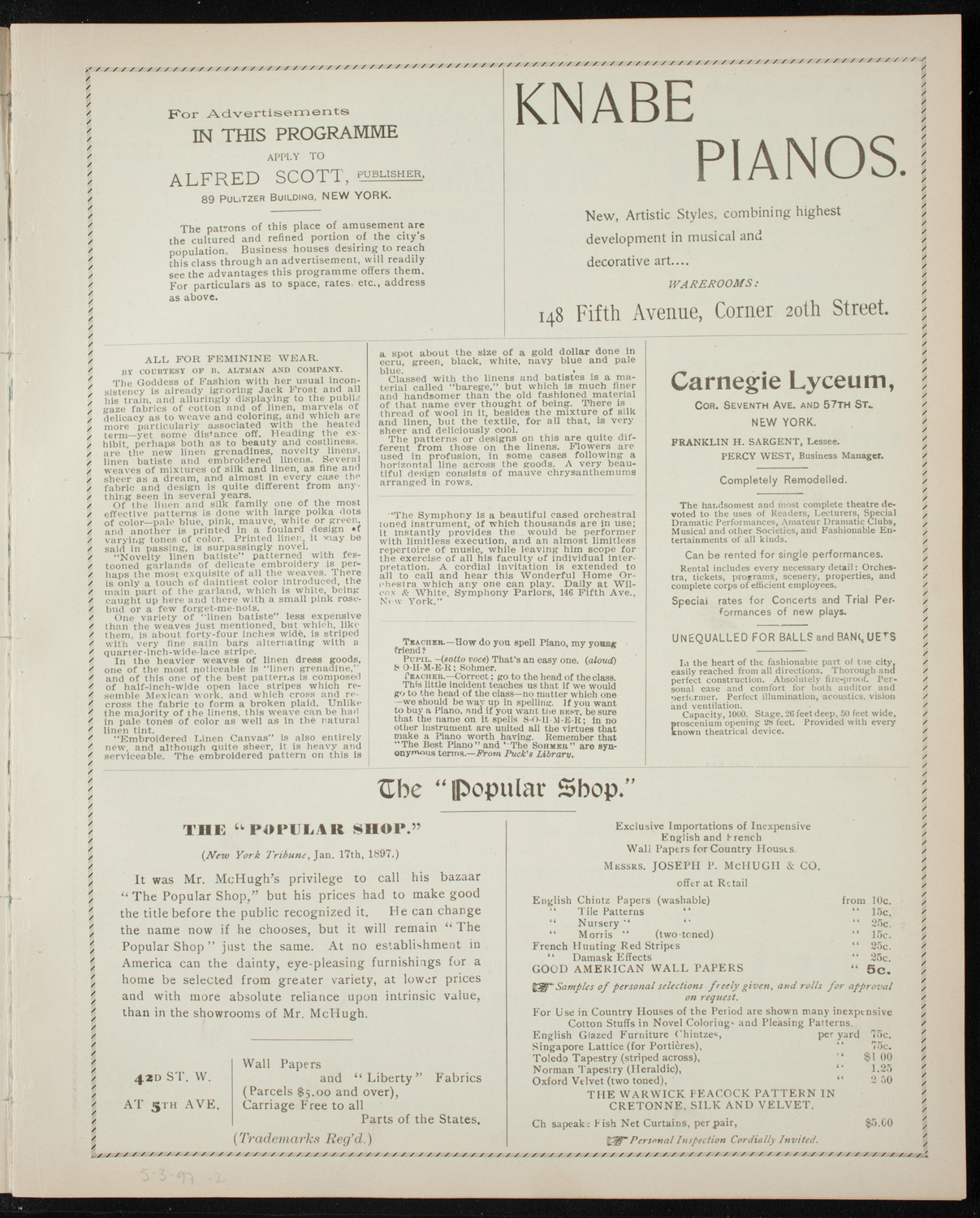 People's Choral Union and Advanced Class, May 3, 1897, program page 3