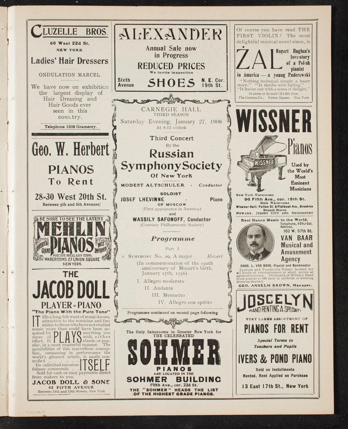 Russian Symphony Society of New York, January 27, 1906, program page 5