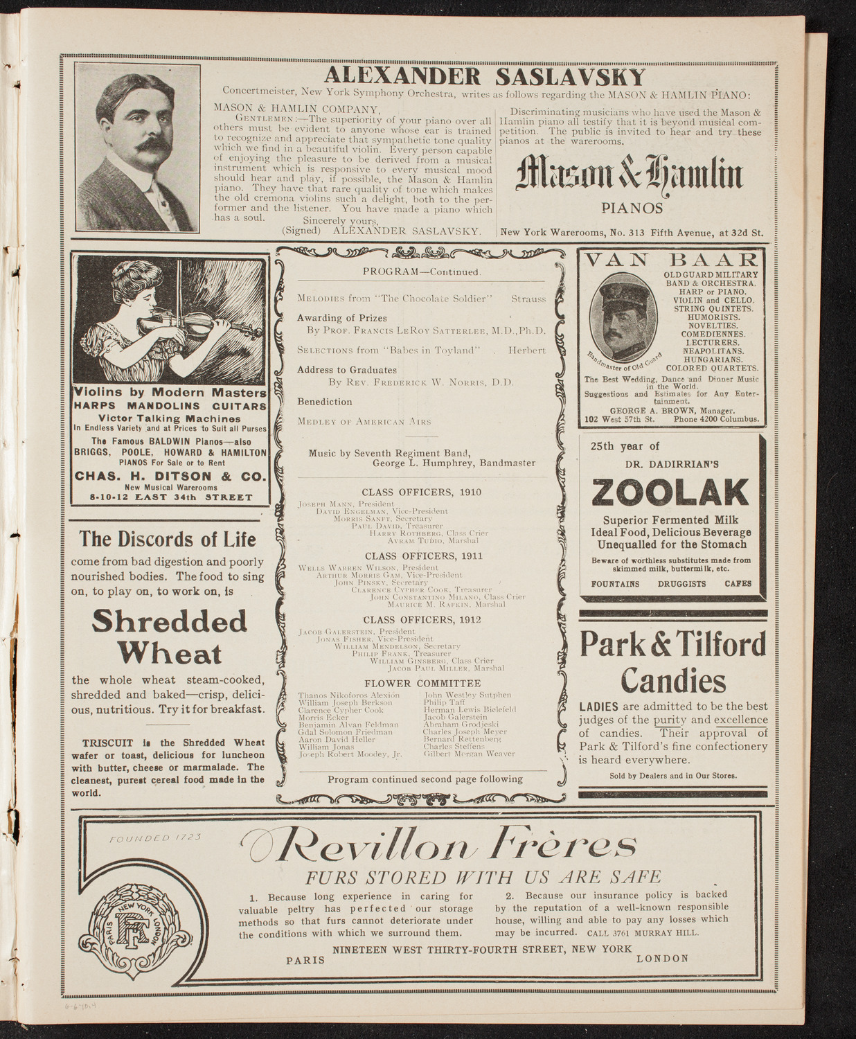 Graduation: New York College of Dentistry, June 6, 1910, program page 7