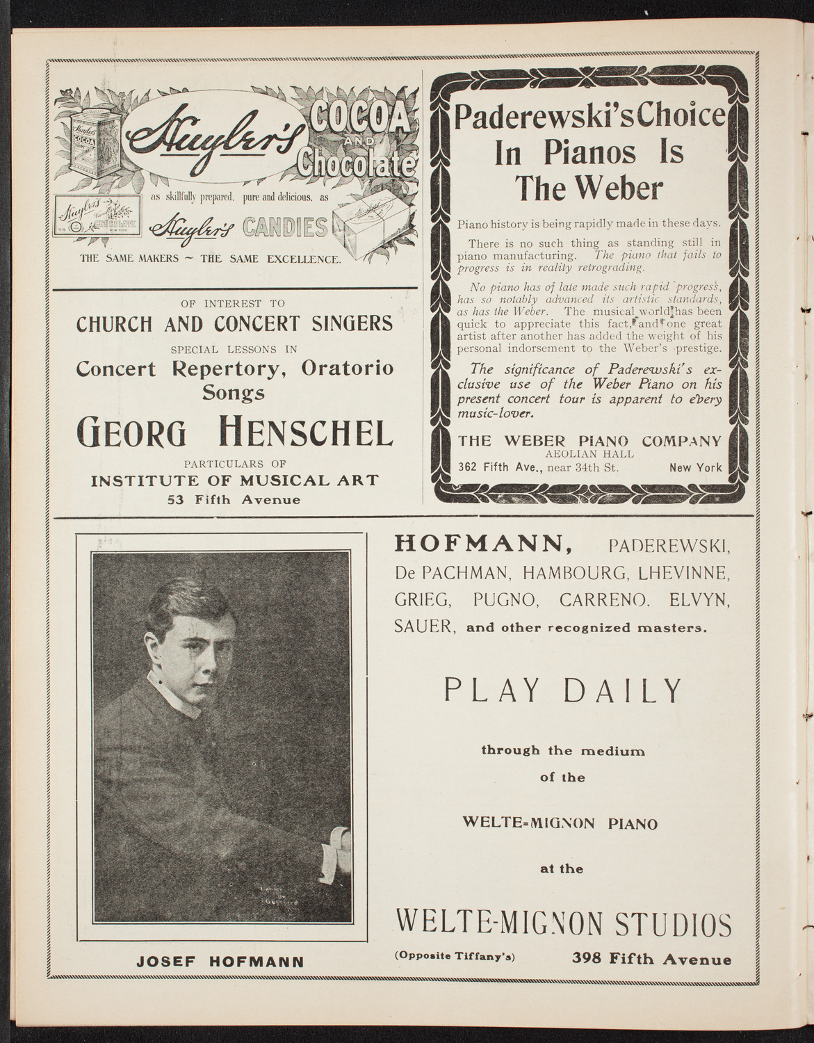 Josef Hofmann, Piano, November 30, 1907, program page 6