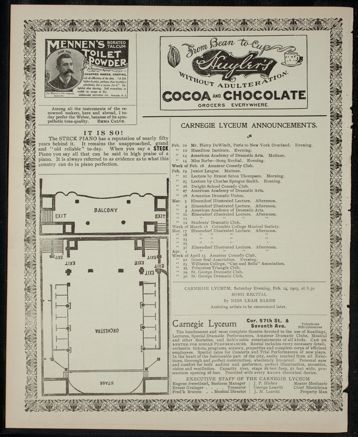 Cutler Comedy Club, February 6, 1903, program page 4