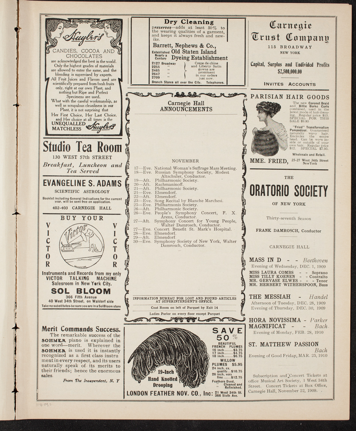 New York Symphony Orchestra, November 16, 1909, program page 3