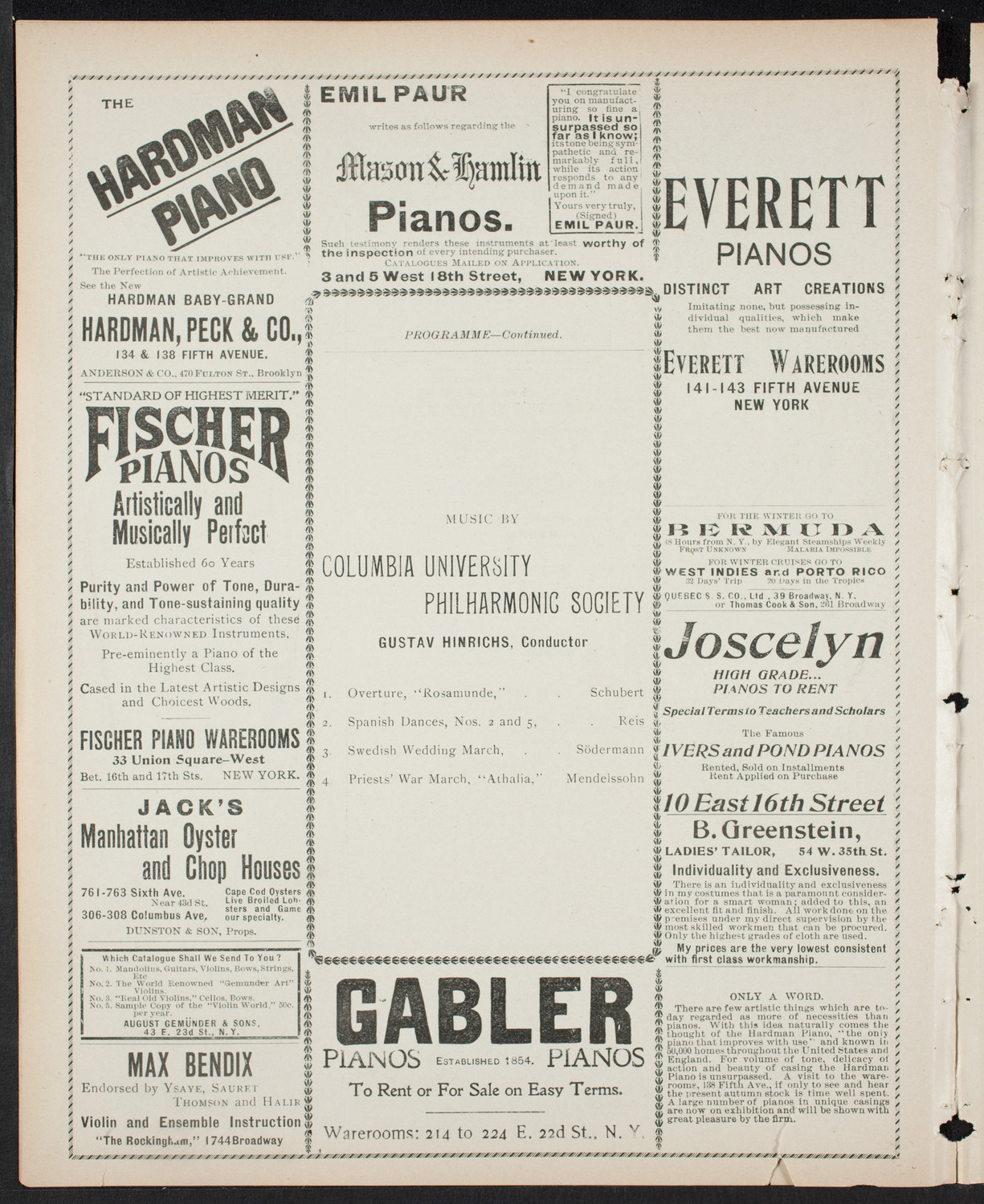 Debate: University of Chicago vs. Columbia University, March 9, 1900, program page 6