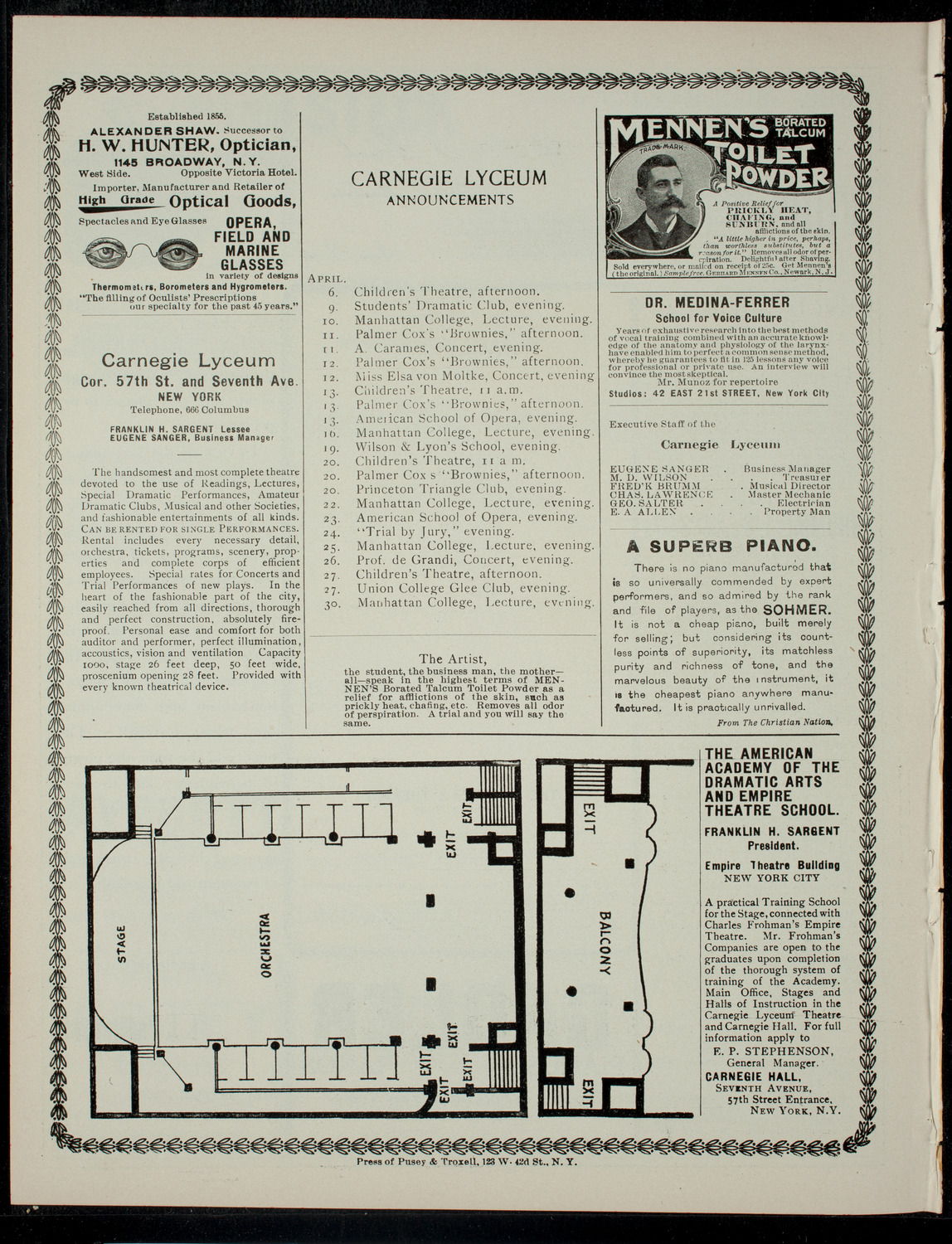 Amherst College Dramatic Club, March 30, 1901, program page 4