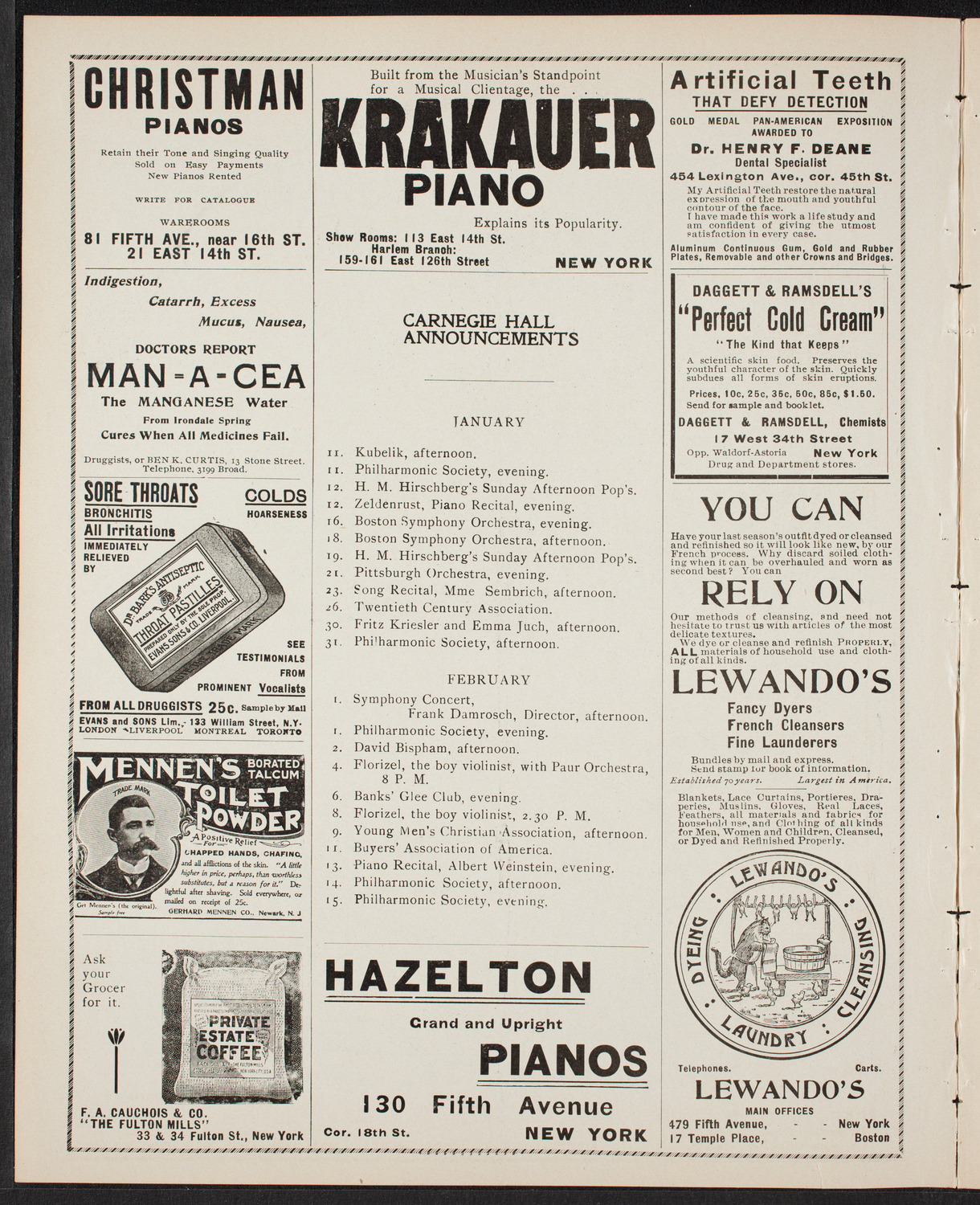 New York Philharmonic, January 10, 1902, program page 2