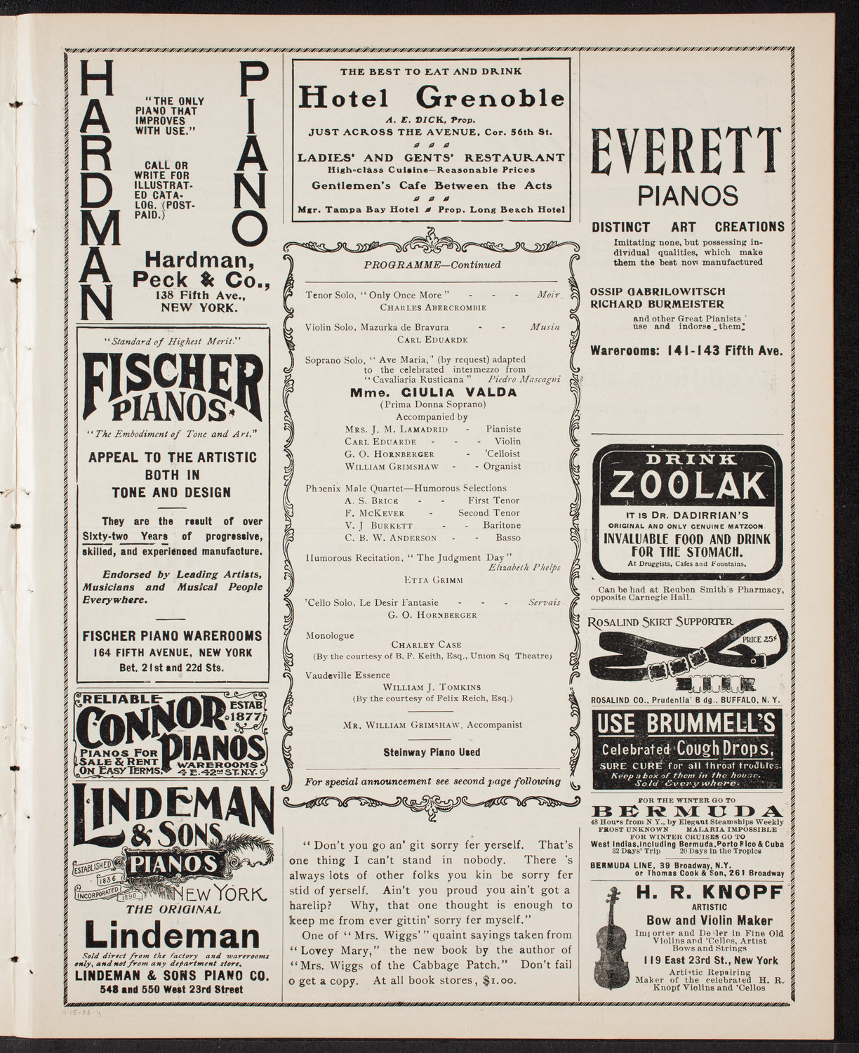 Benefit: St. Andrew's One-Cent Coffee and Meal Stands, April 18, 1903, program page 7