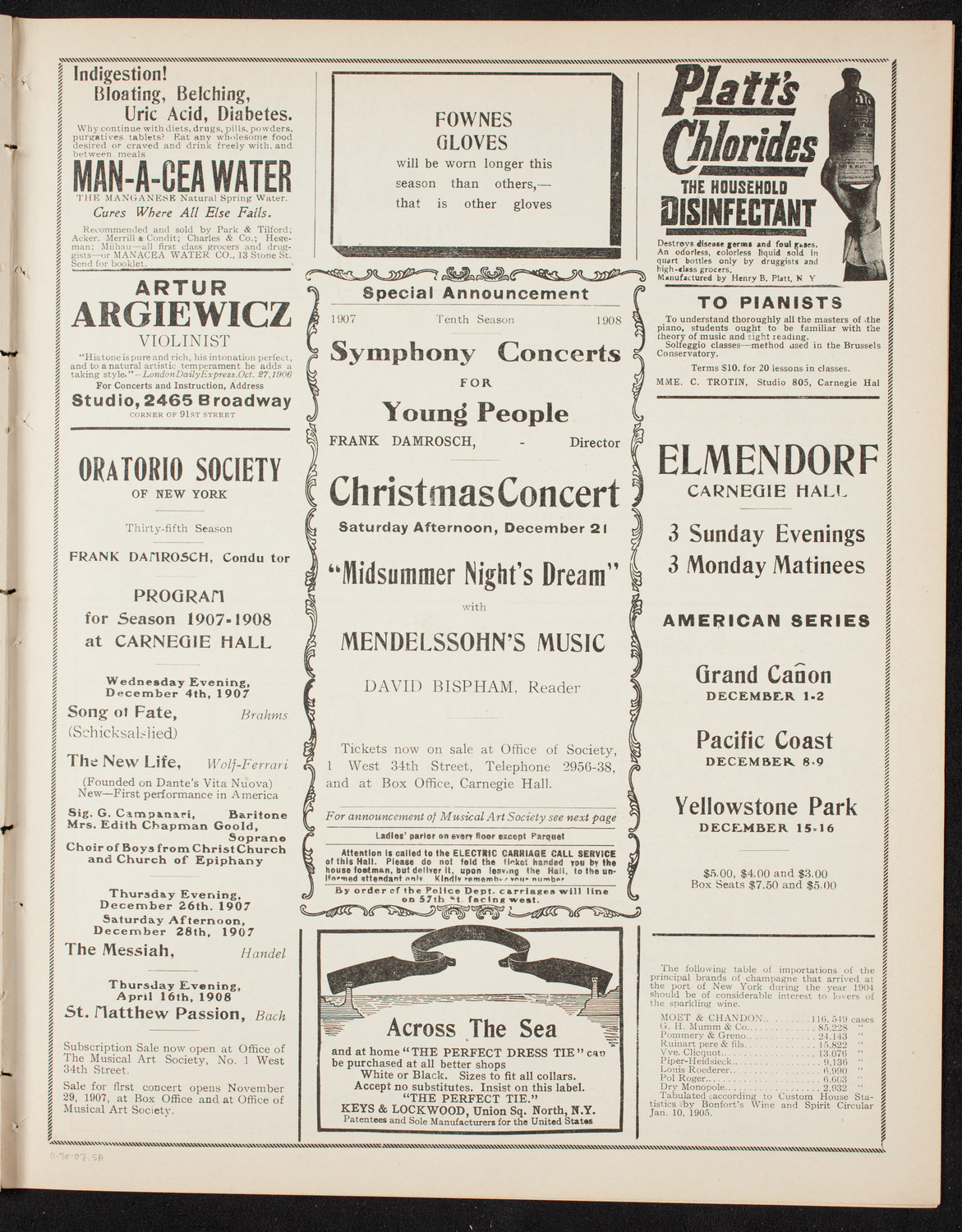 Josef Hofmann, Piano, November 30, 1907, program page 9