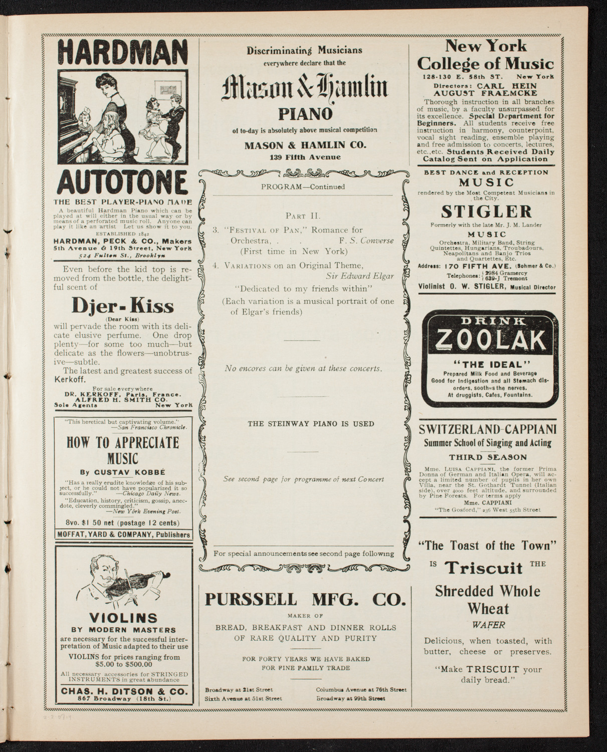 New York Symphony Orchestra, February 2, 1907, program page 7