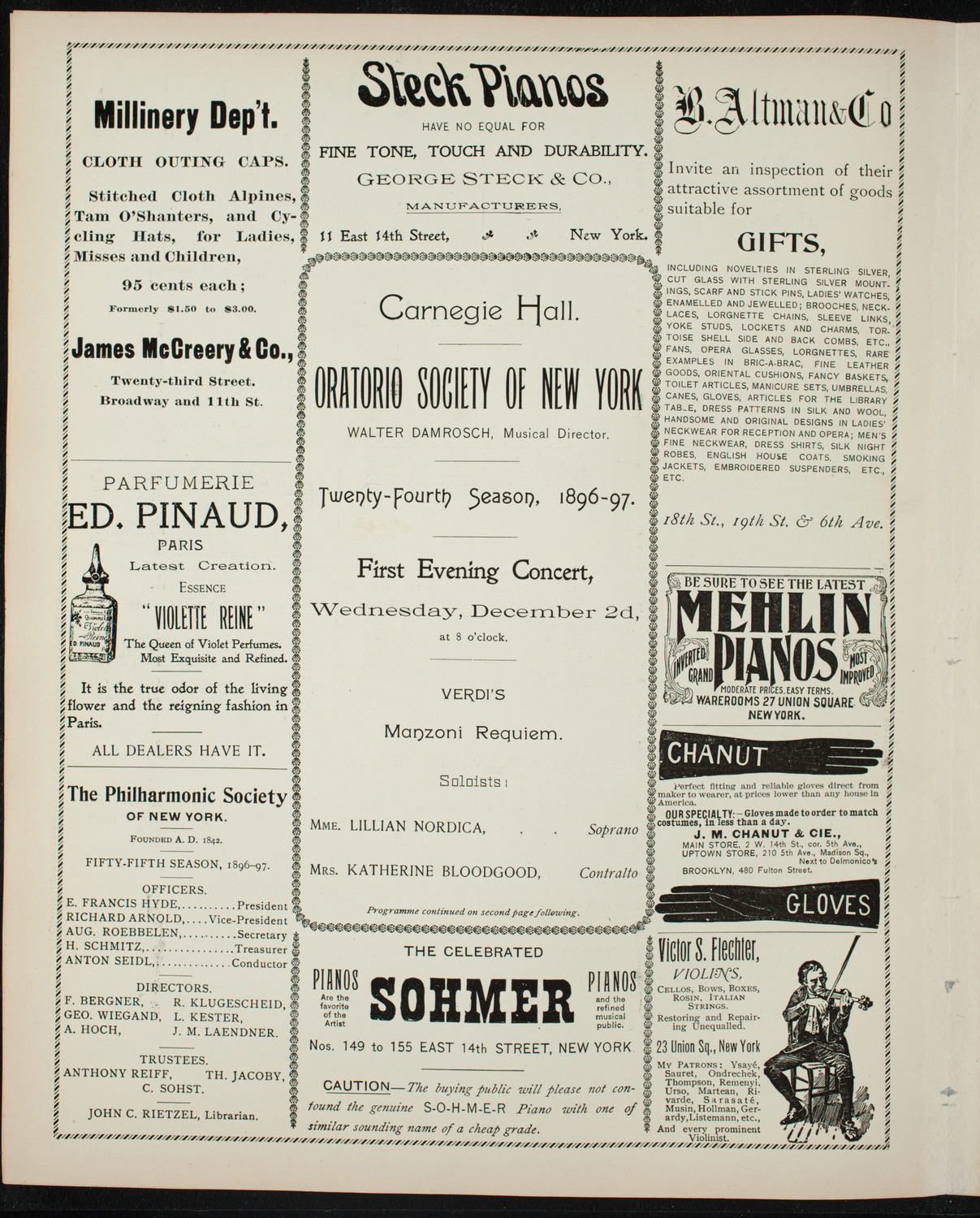 Oratorio Society of New York, December 2, 1896, program page 4