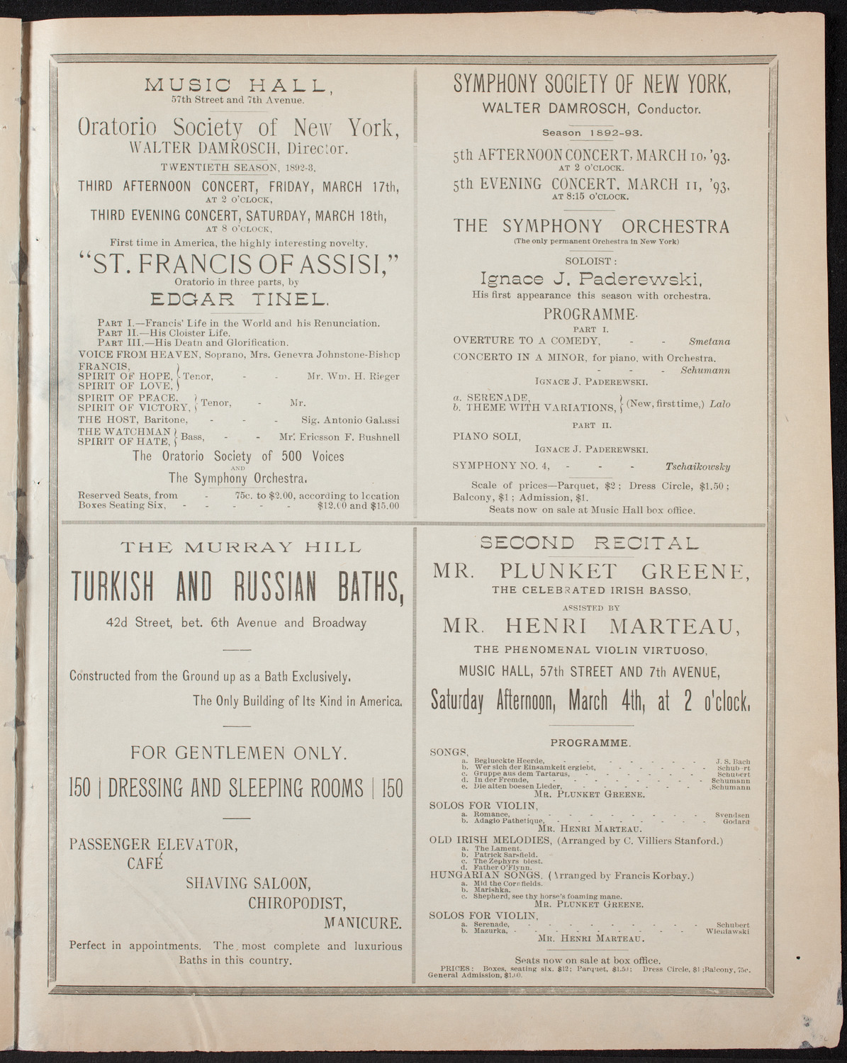 New York Philharmonic Public Rehearsal, March 3, 1893, program page 7