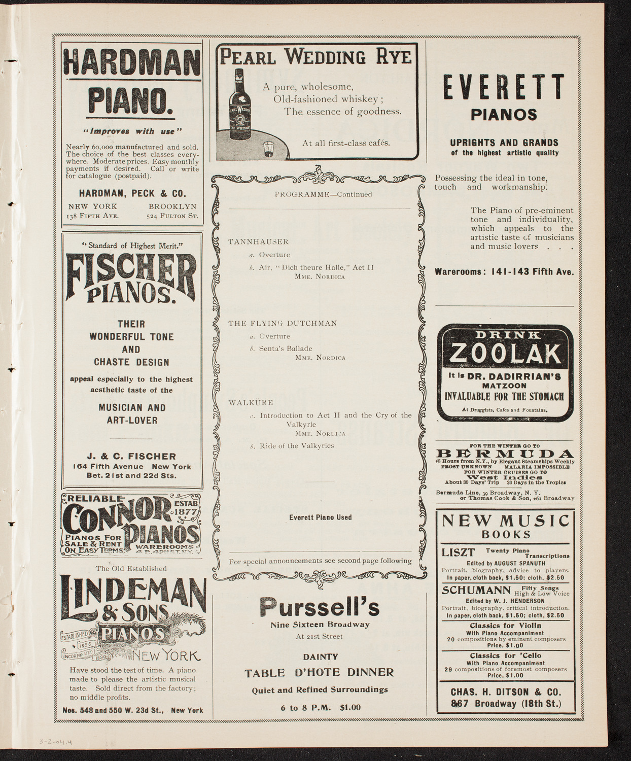 Lillian Nordica, Soprano, with the New York Symphony Orchestra, March 2, 1904, program page 7