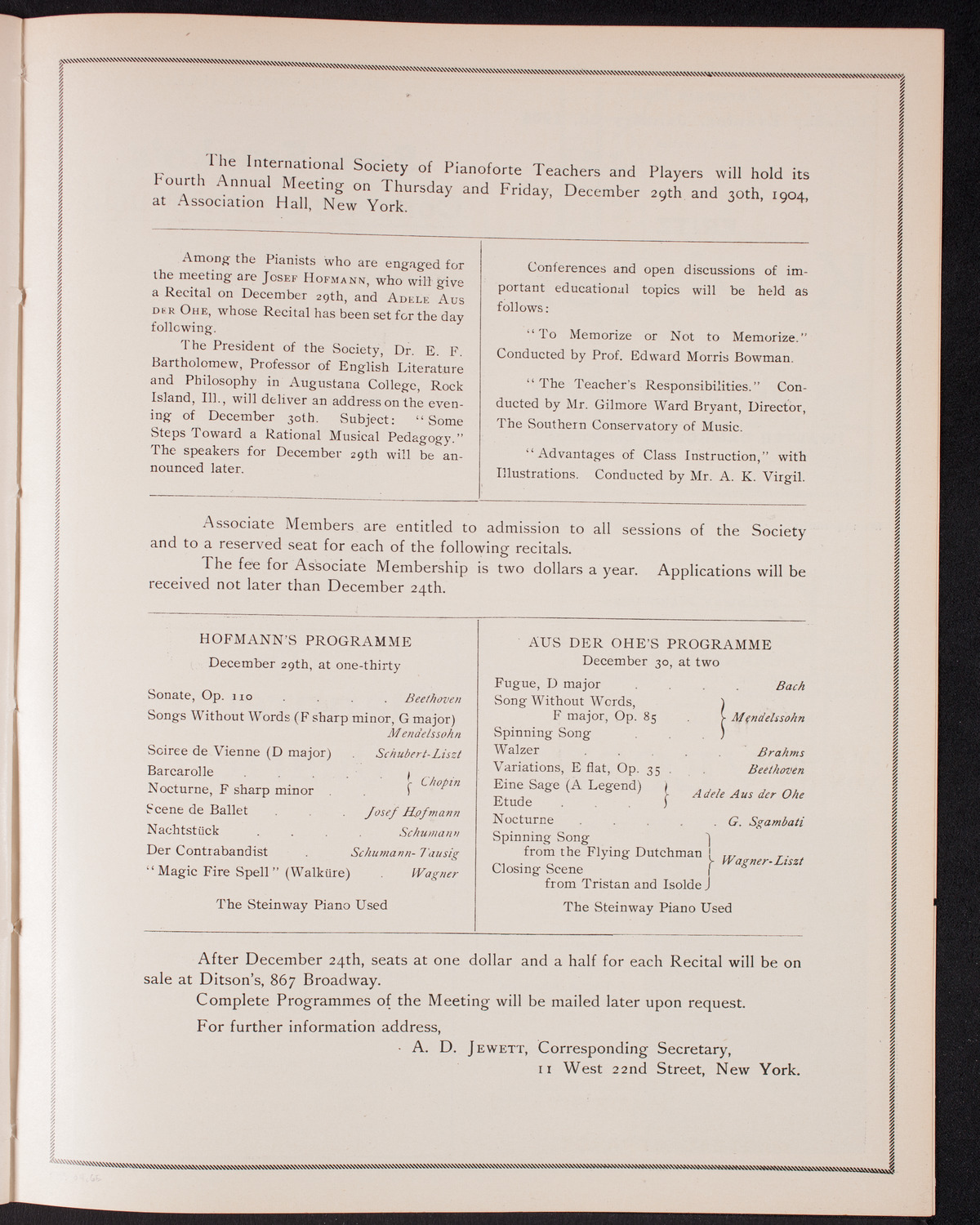 New York Philharmonic, December 17, 1904, program page 11