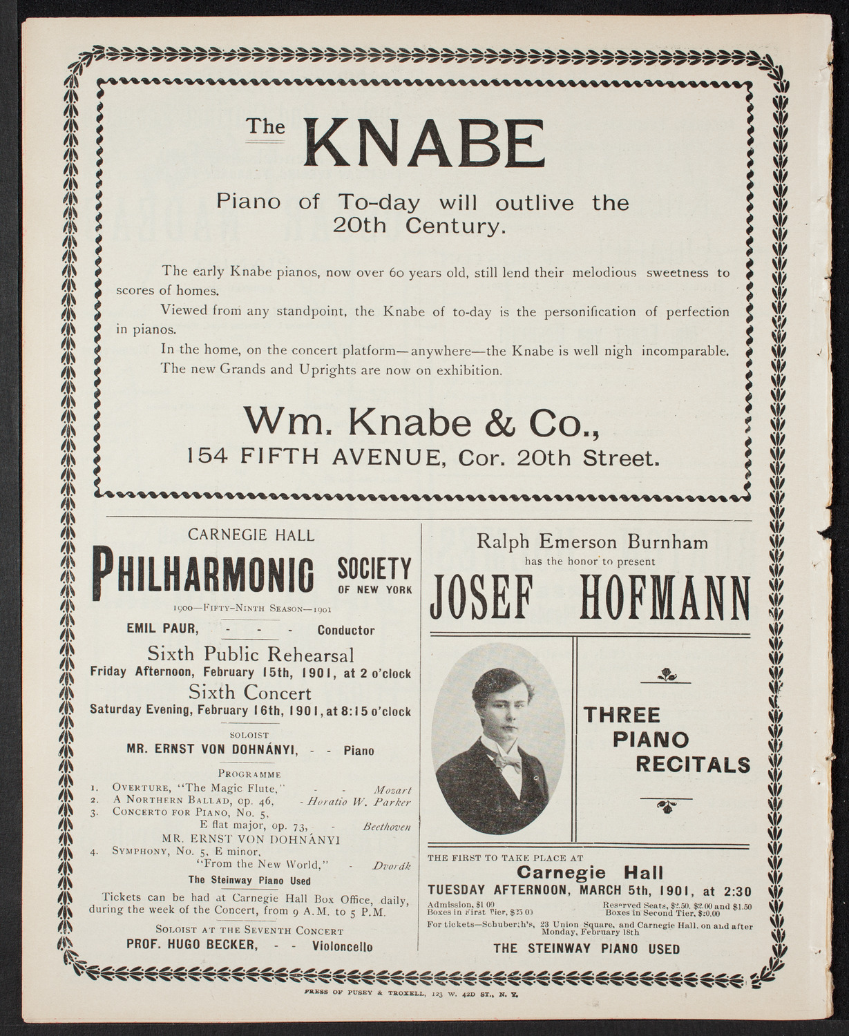 New York Philharmonic, February 1, 1901, program page 10