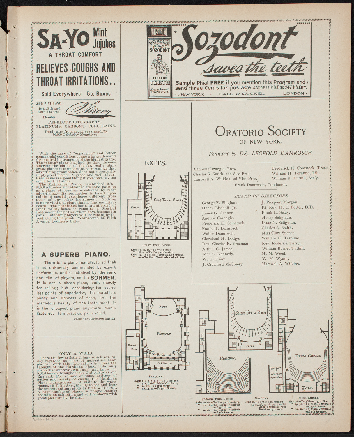 Paur Symphony Orchestra, February 17, 1899, program page 3