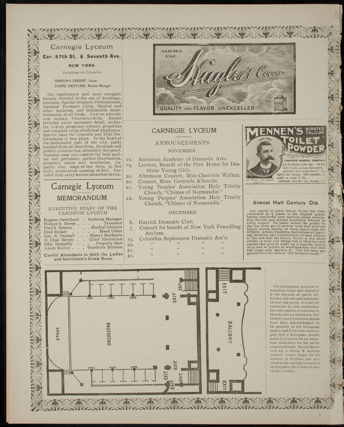 14th Annual Scotch Concert of Clan MacKenzie No. 29, November 15, 1901, program page 4