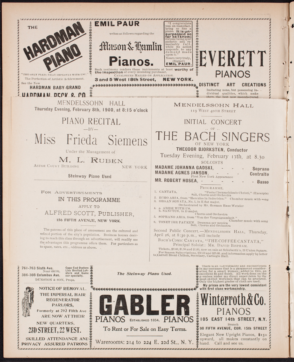 New York Philharmonic, January 27, 1900, program page 10