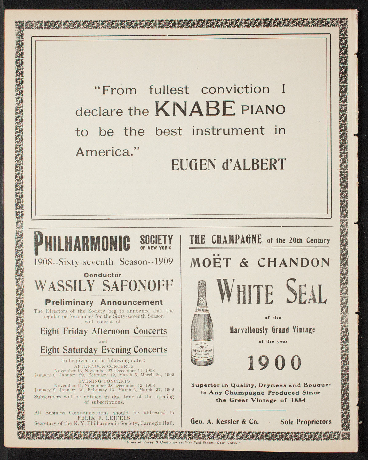 New York Symphony Orchestra: Beethoven Cycle, April 5, 1908, program page 12