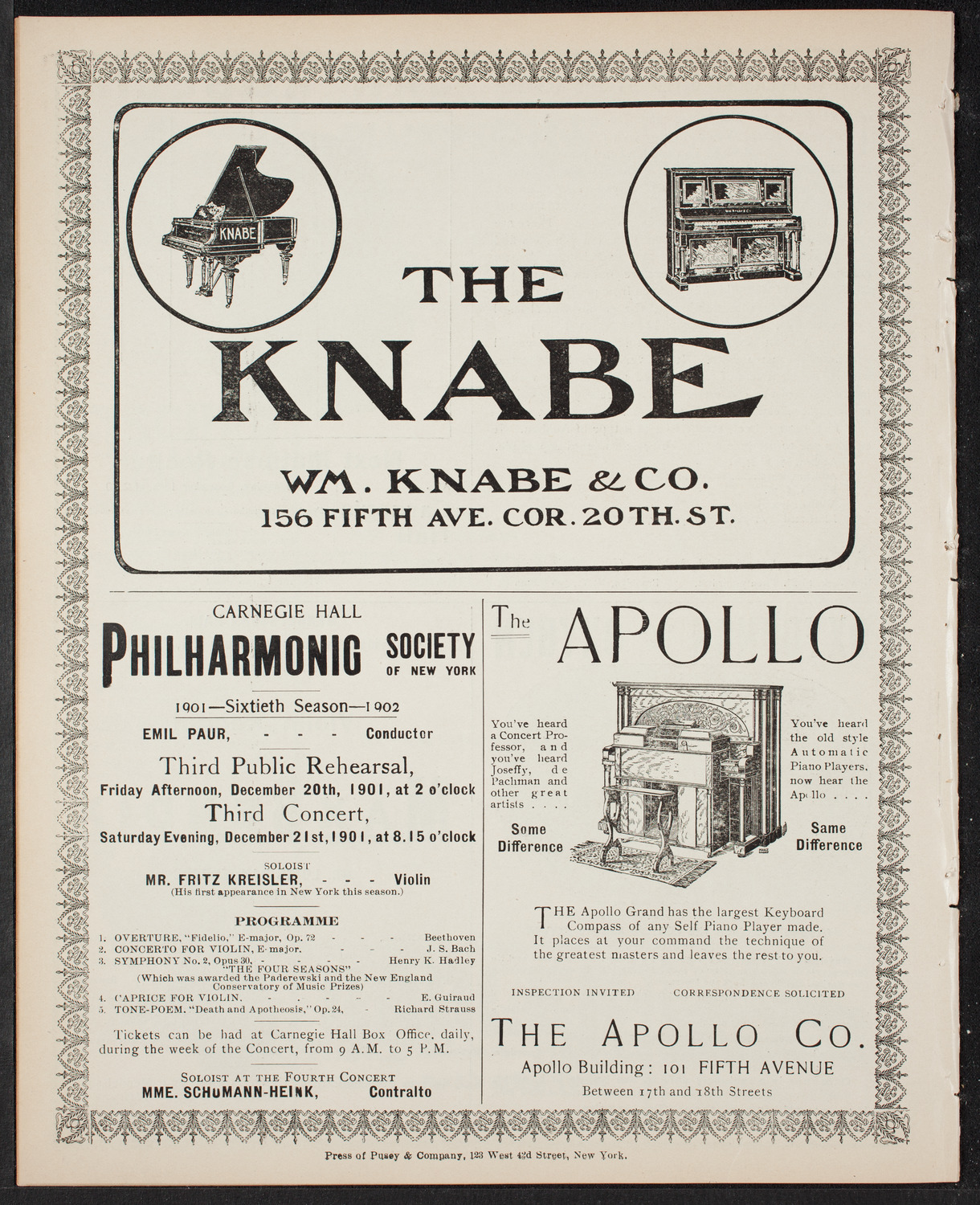 Oratorio Society Invitational Concert, December 9, 1901, program page 10