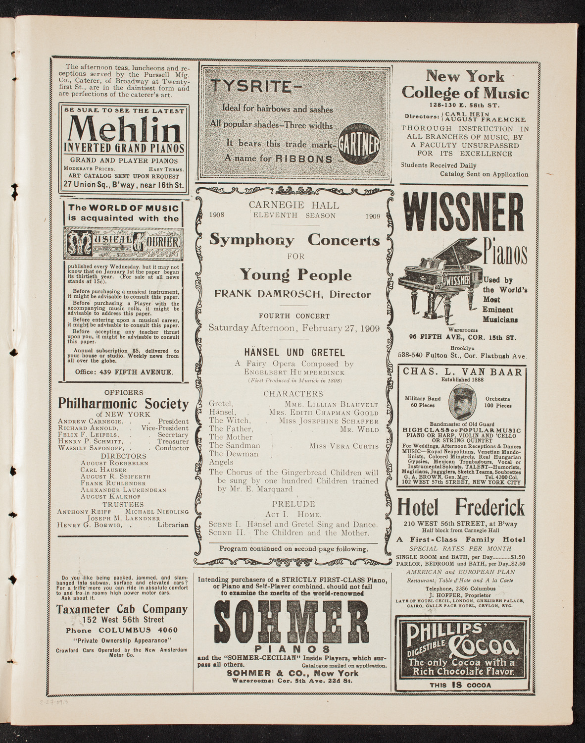 Symphony Concert for Young People, February 27, 1909, program page 5