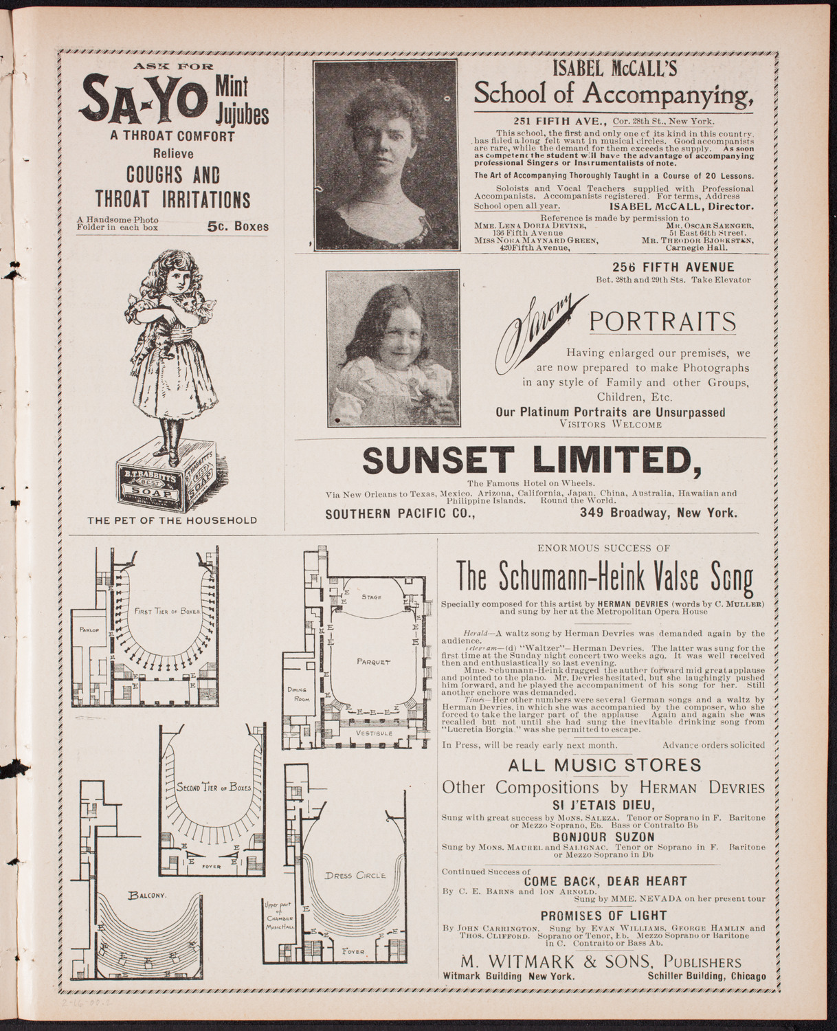 New York Philharmonic, February 16, 1900, program page 3