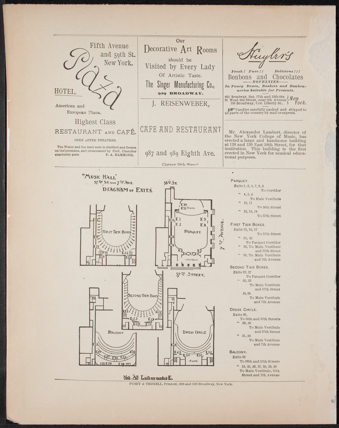 Urania Scientific Theatre, May 25, 1892, program page 4