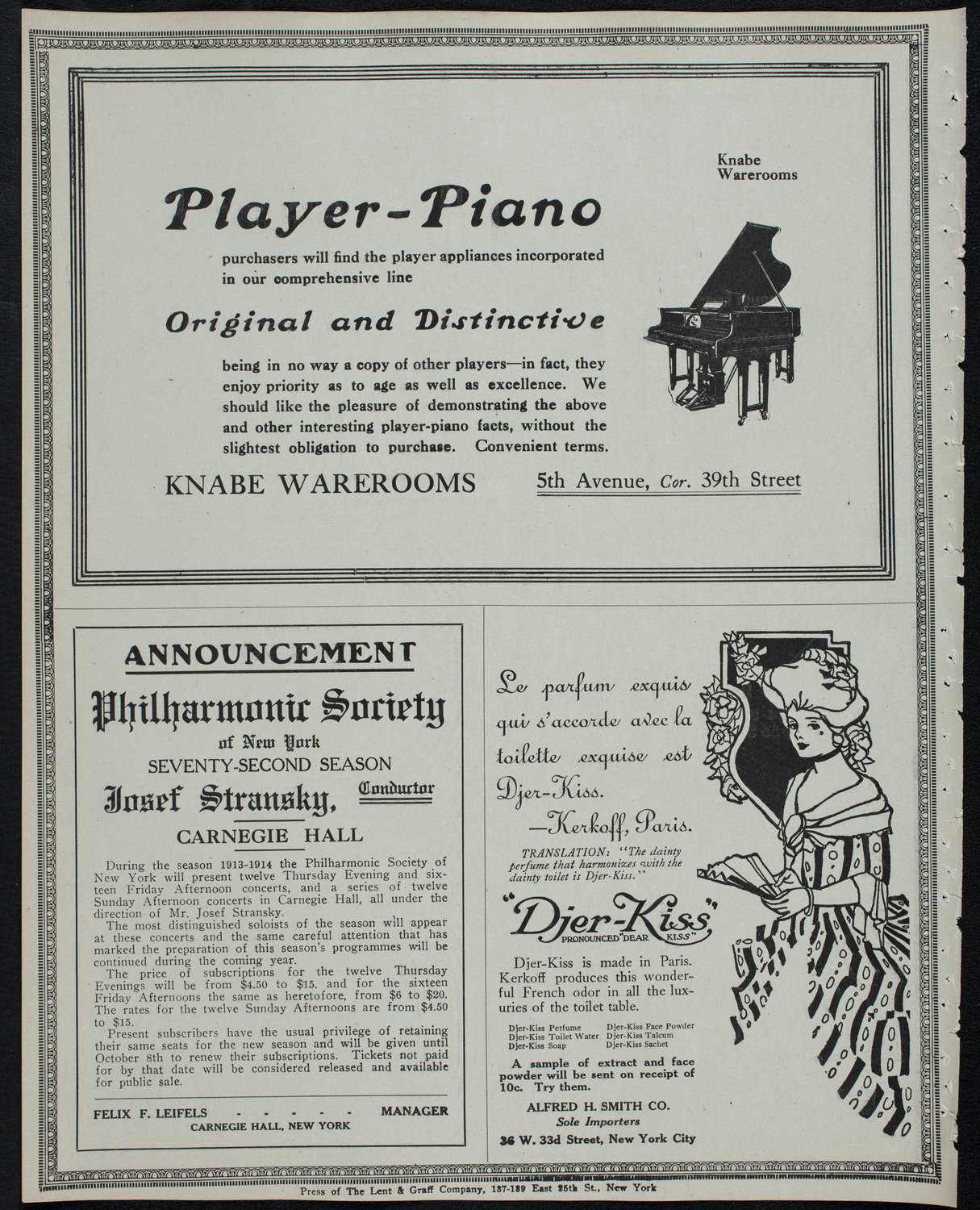 Efrem Zimbalist, Violin, April 27, 1913, program page 12
