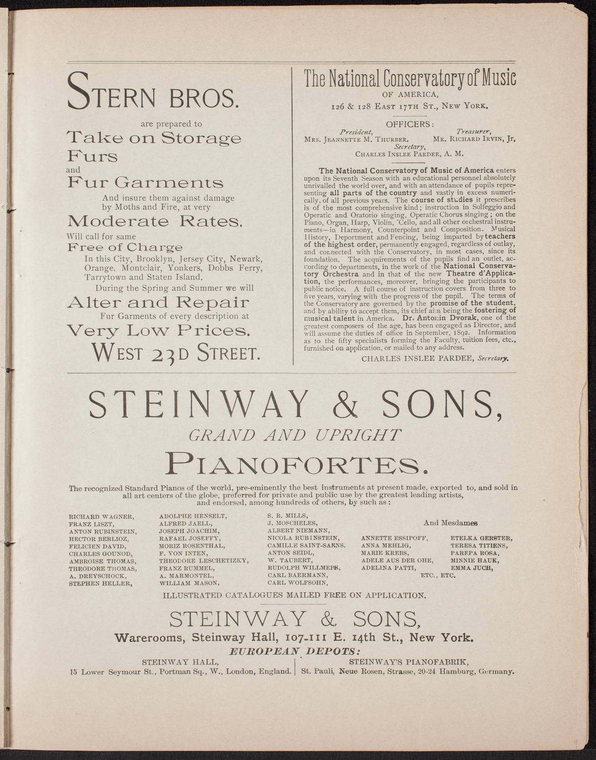 Students of New York College of Music, April 22, 1892, program page 11