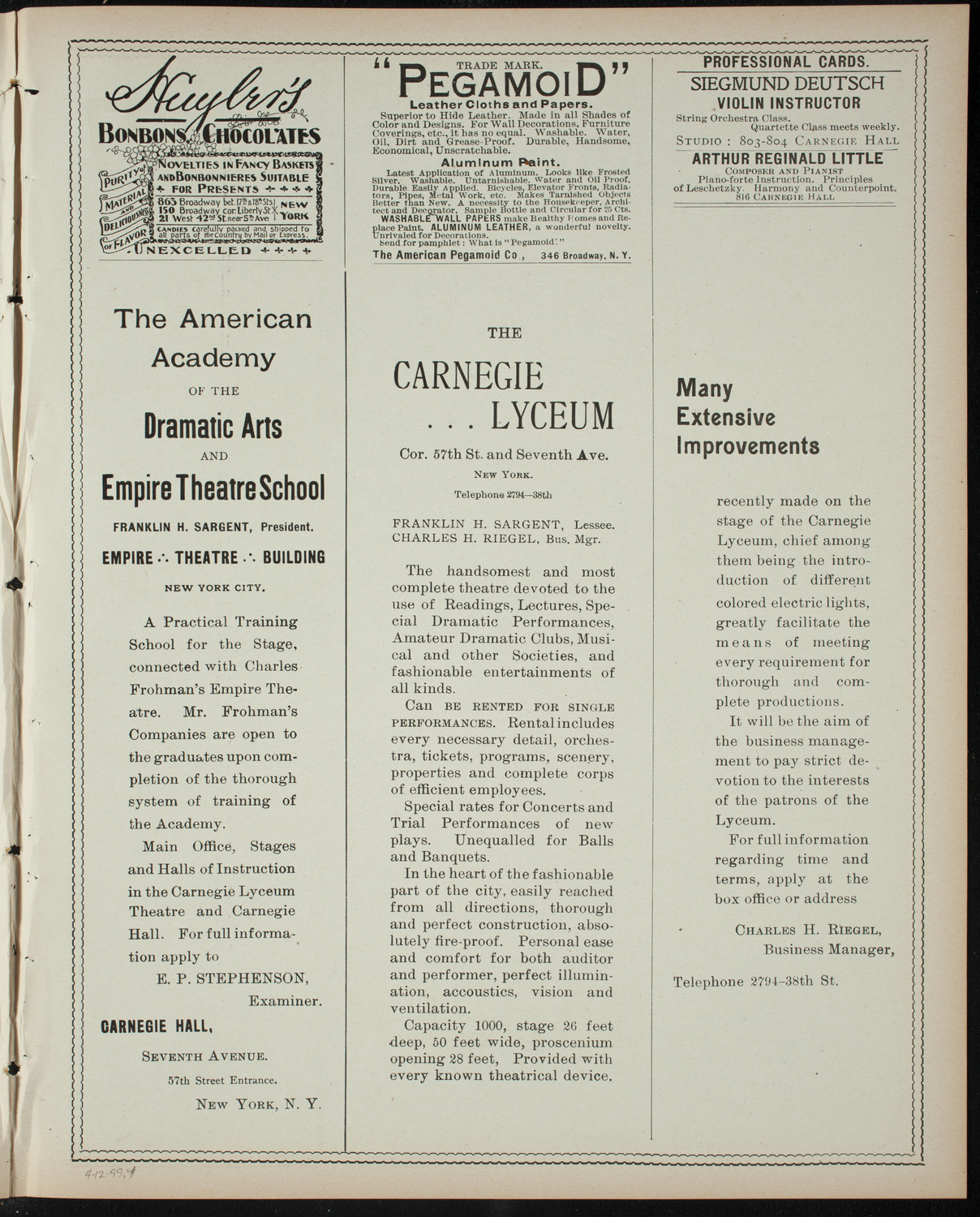 Alice in Wonderland, April 12, 1899, program page 7