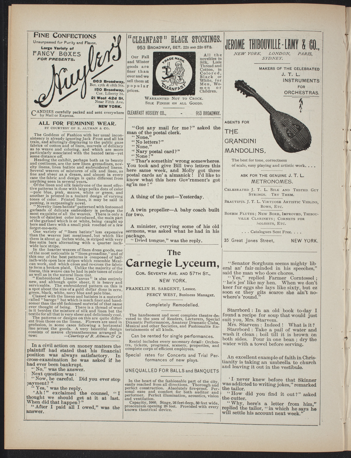 Benefit: House of the Holy Comforter (Free Home for Incurables), February 6, 1897, program page 4