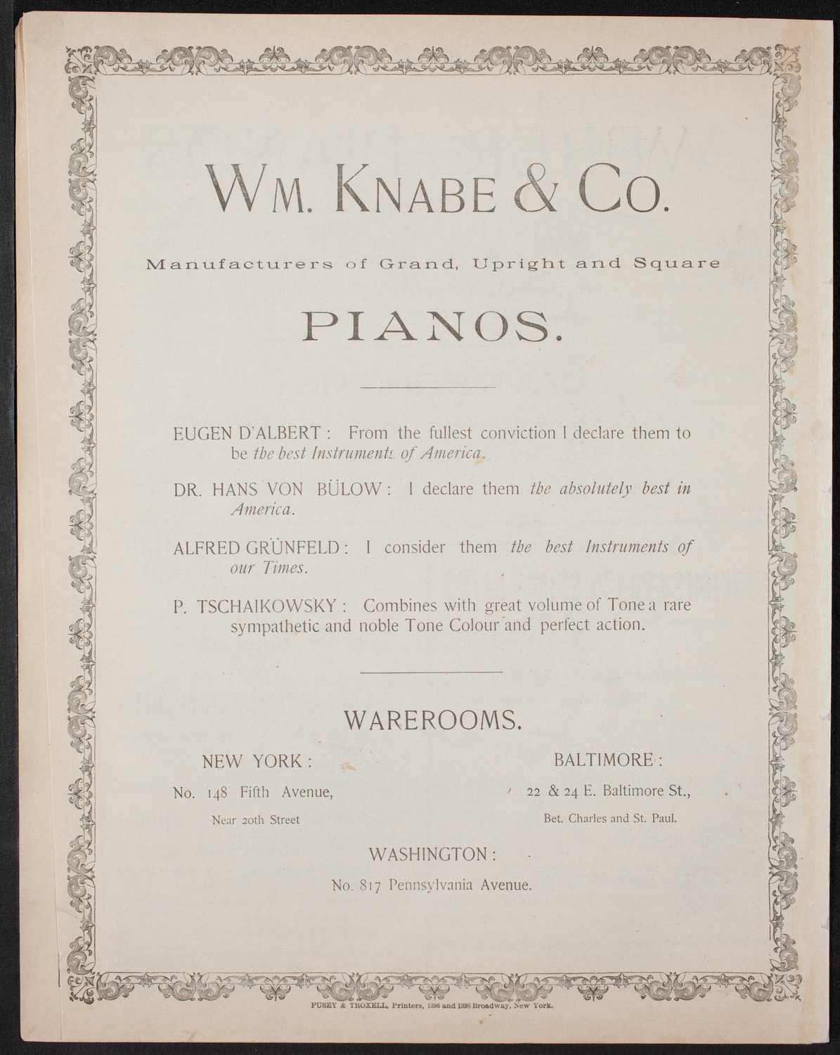 Damrosch Sunday Concert, January 15, 1893, program page 8