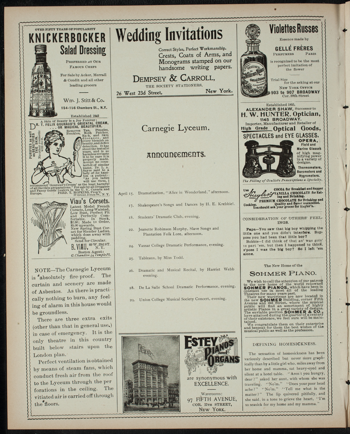 Evening Musicale by St.Christopher's Chapter of Kings Daughters and Sons, April 14, 1899, program page 2