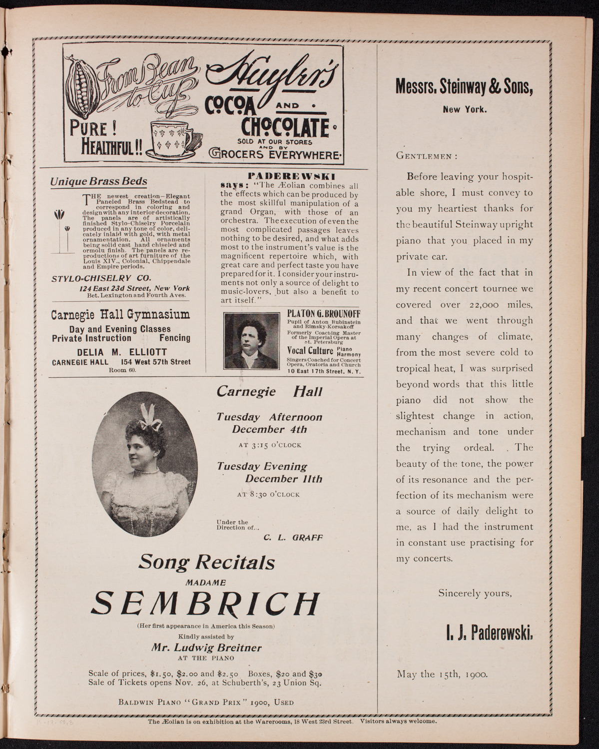 New York Philharmonic, November 17, 1900, program page 5