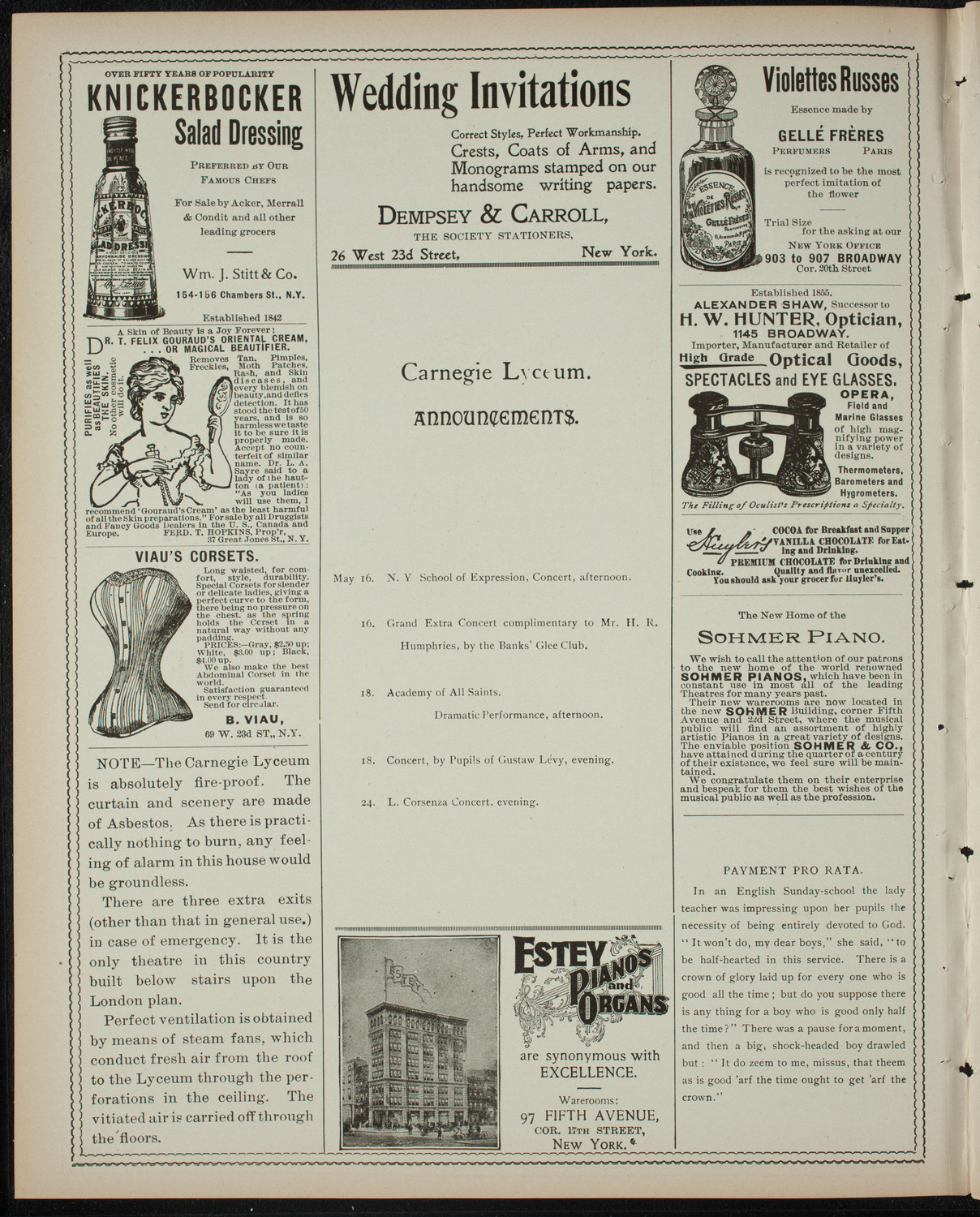 Paolo Gallico and Pupils, May 15, 1899, program page 2