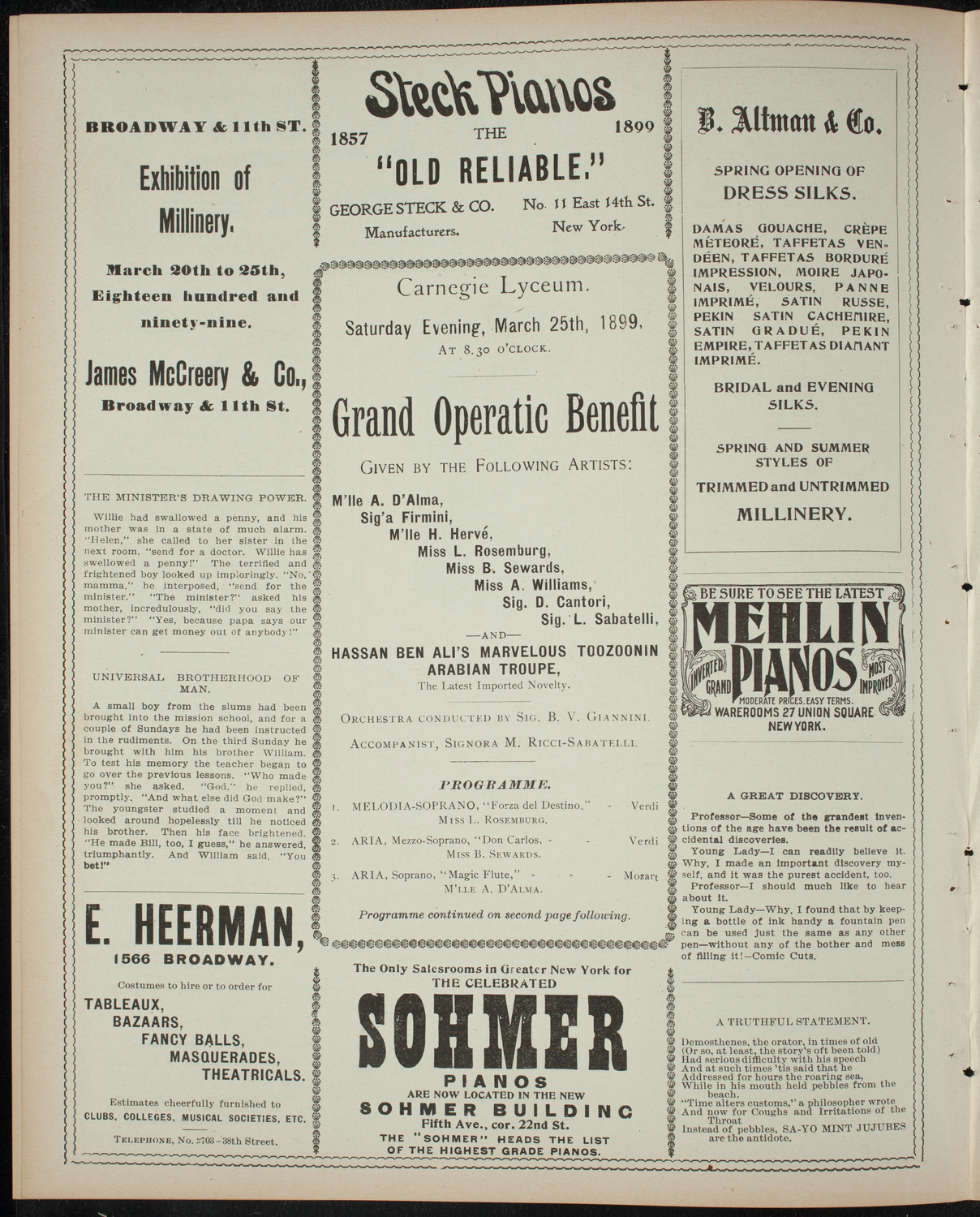 Grand Operatic Benefit, March 25, 1899, program page 4