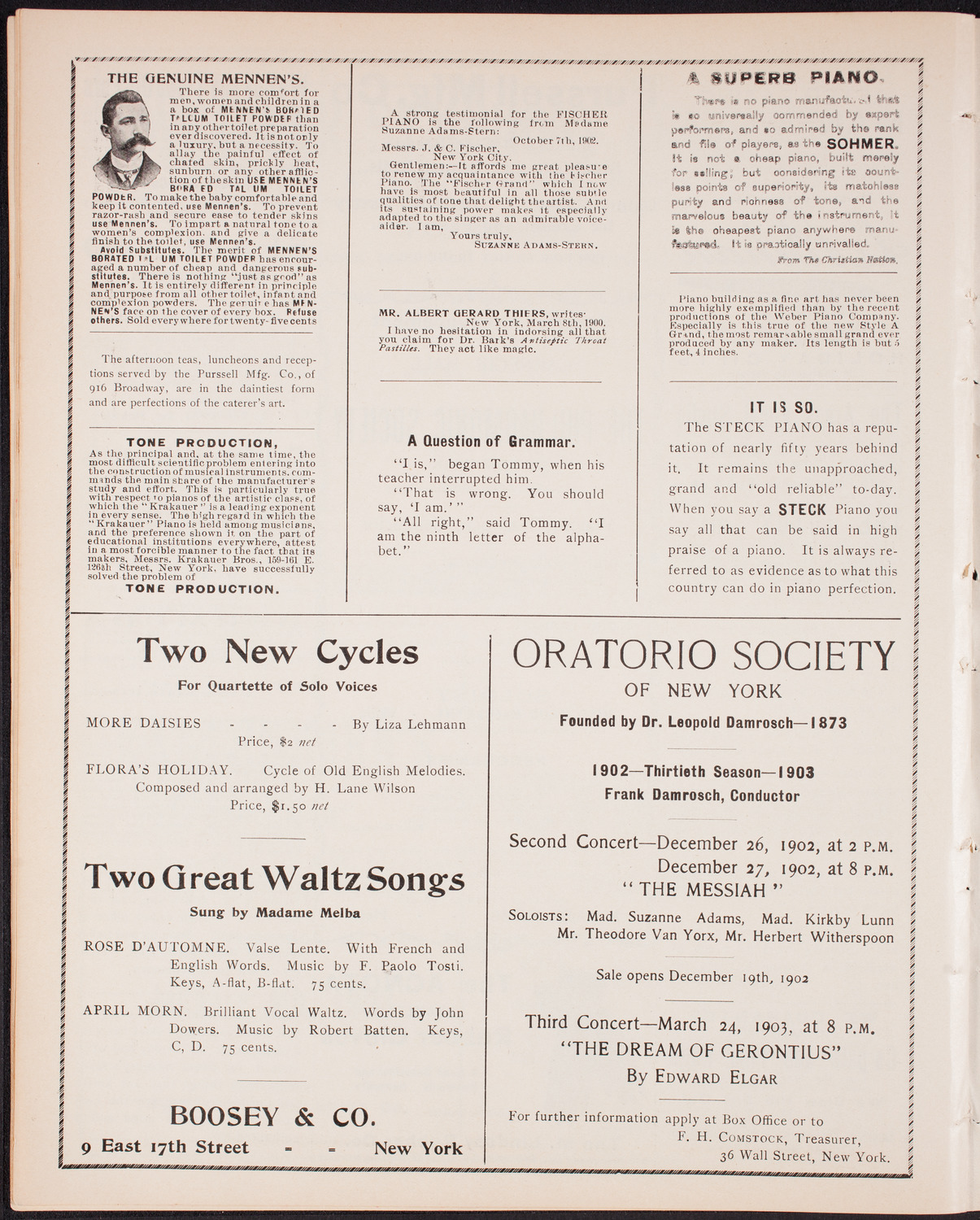 Benefit: St. Mark's Hospital, November 29, 1902, program page 10