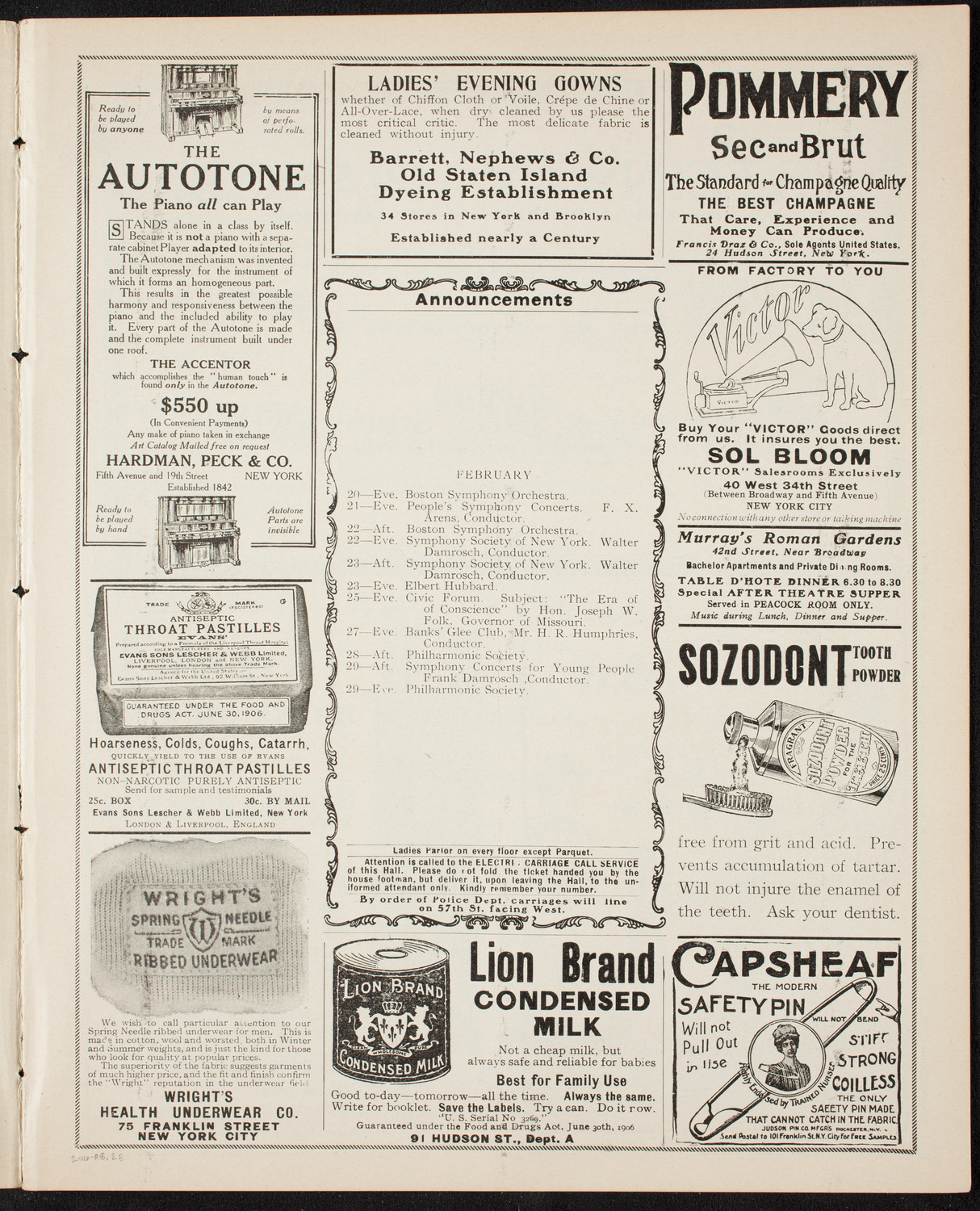Catholic Oratorio Society, February 16, 1908, program page 3