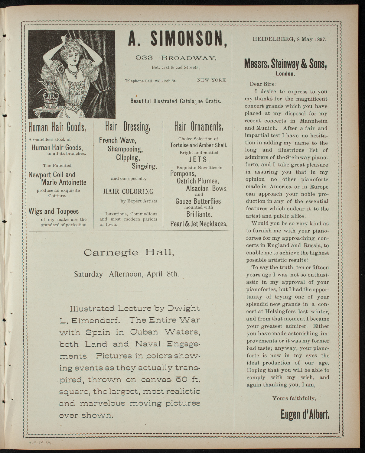 Comparative Literature Society Saturday Morning Conference, April 8, 1899, program page 5