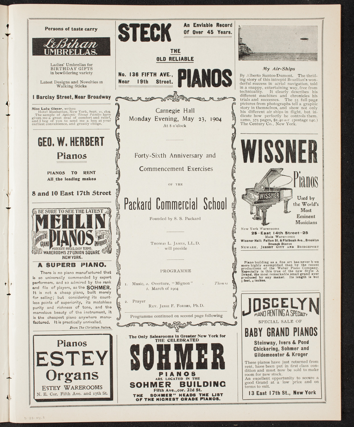 Graduation: Packard Commercial School, May 23, 1904, program page 5